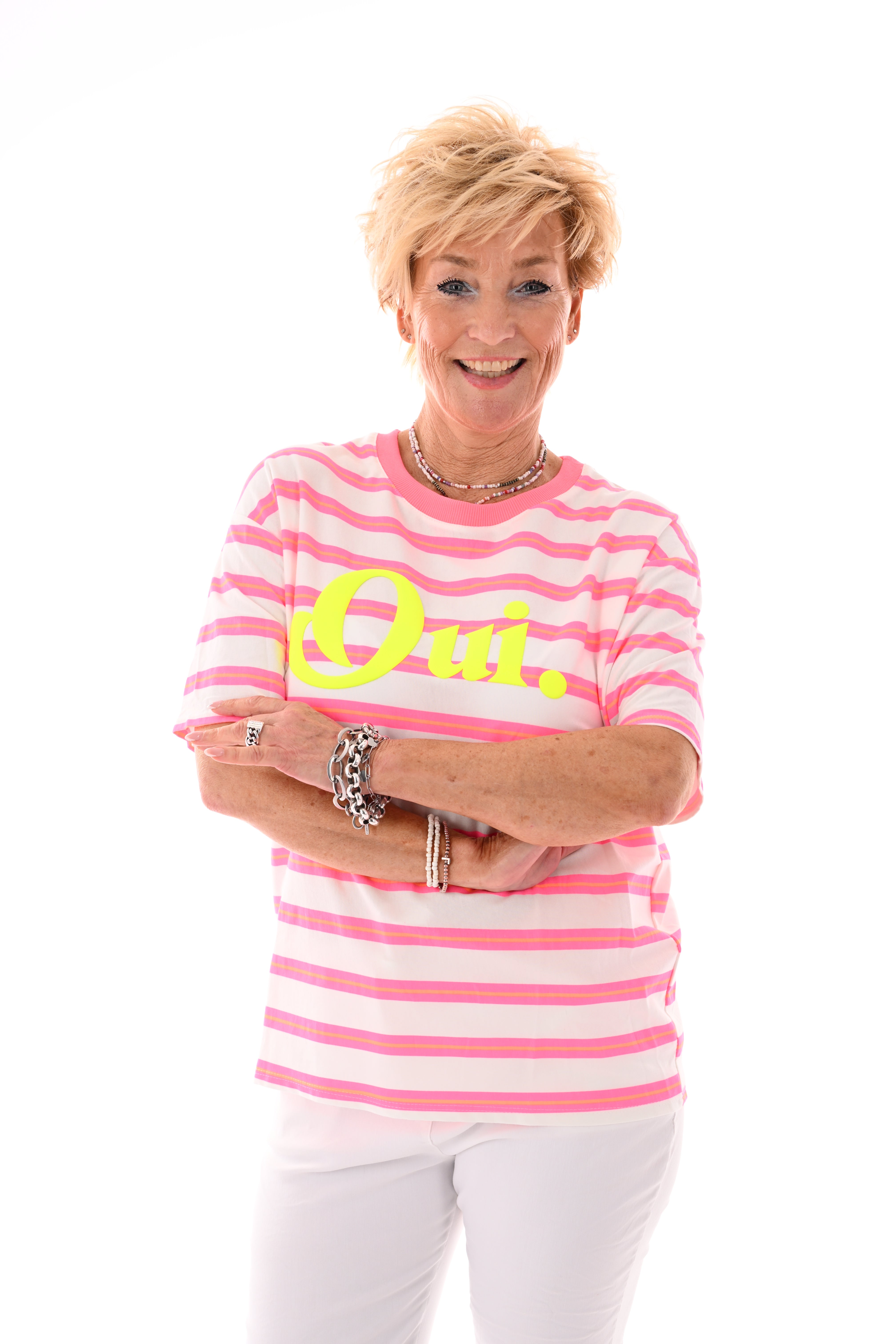 Shirt Oui wit/fuchsia