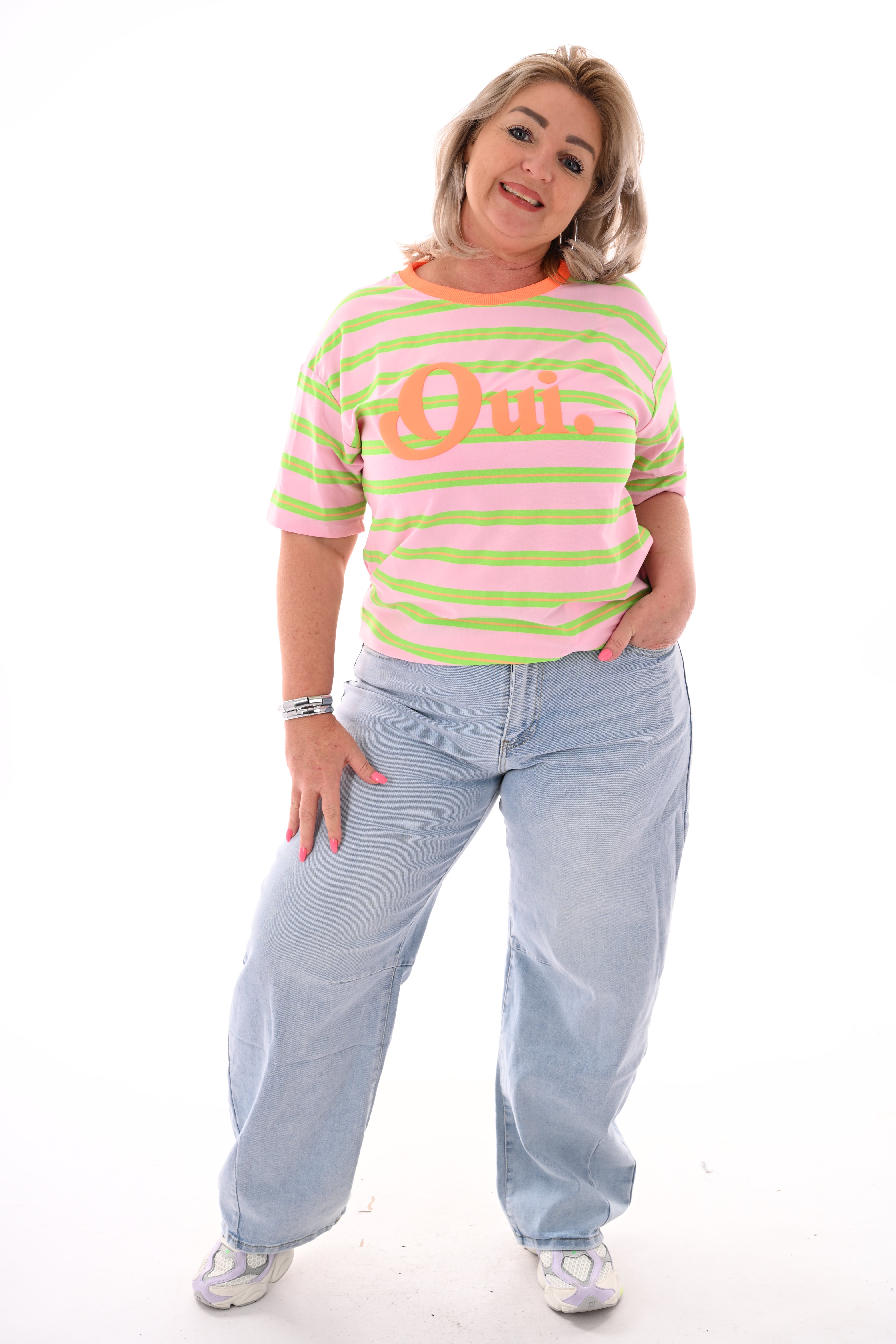 Shirt Oui roze/groen