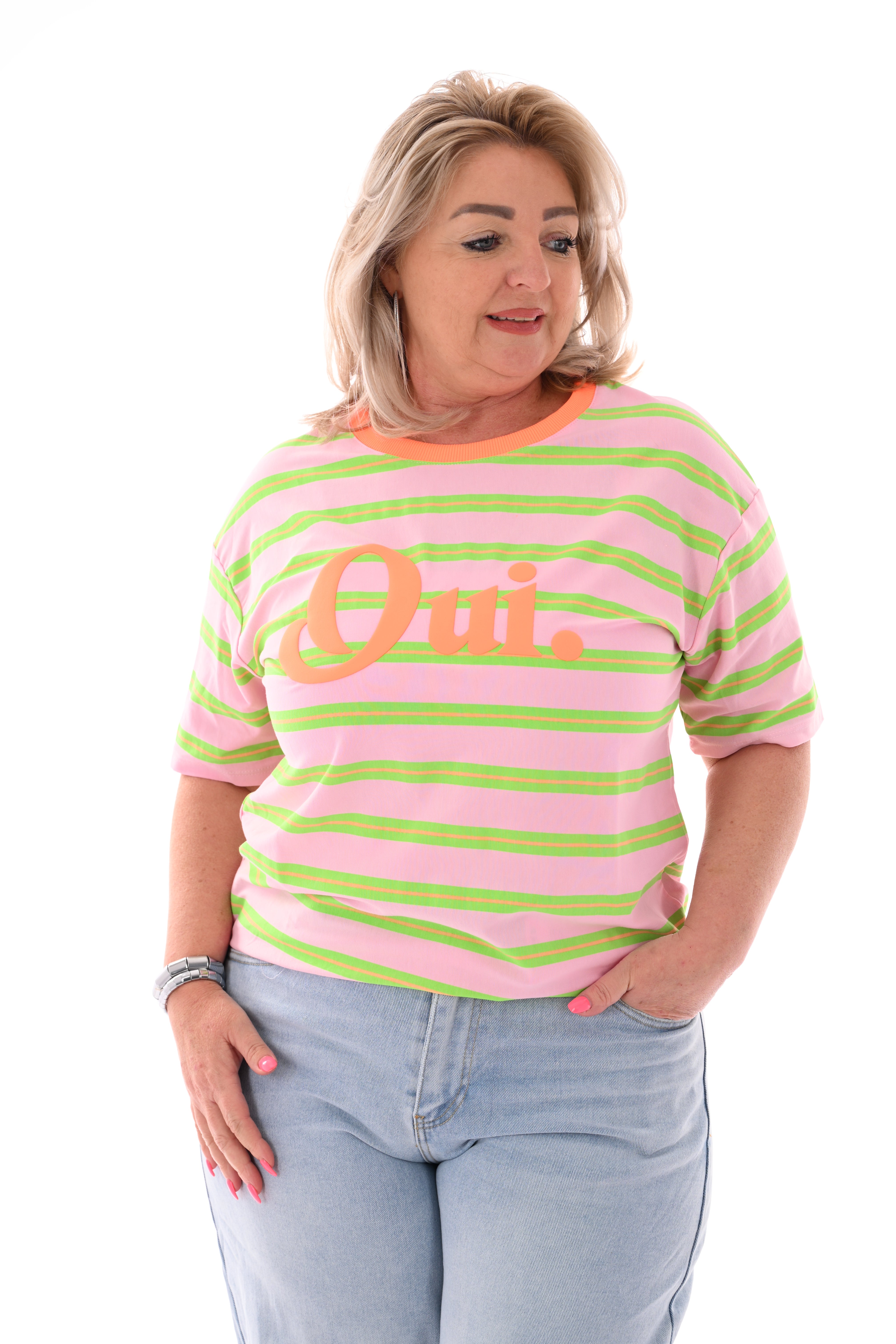 Shirt Oui roze/groen