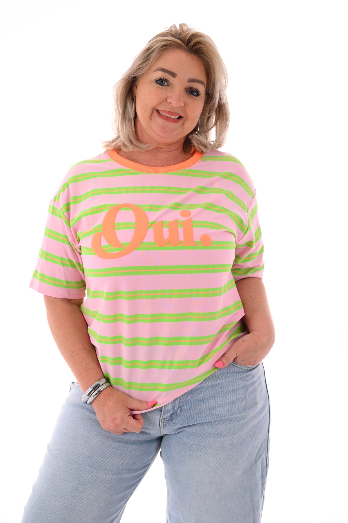 Shirt Oui roze/groen