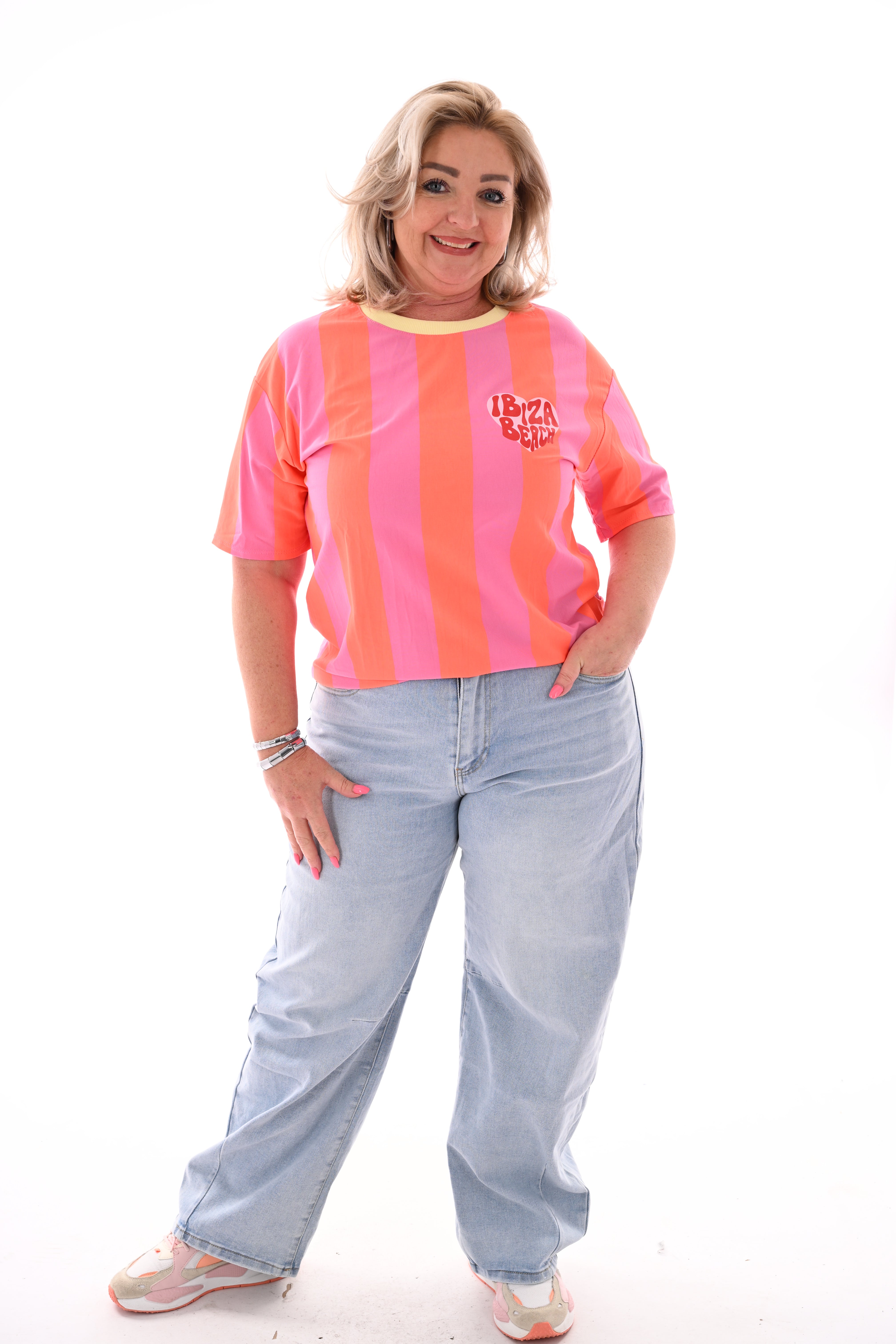 Shirt Ibiza beach oranje/paars