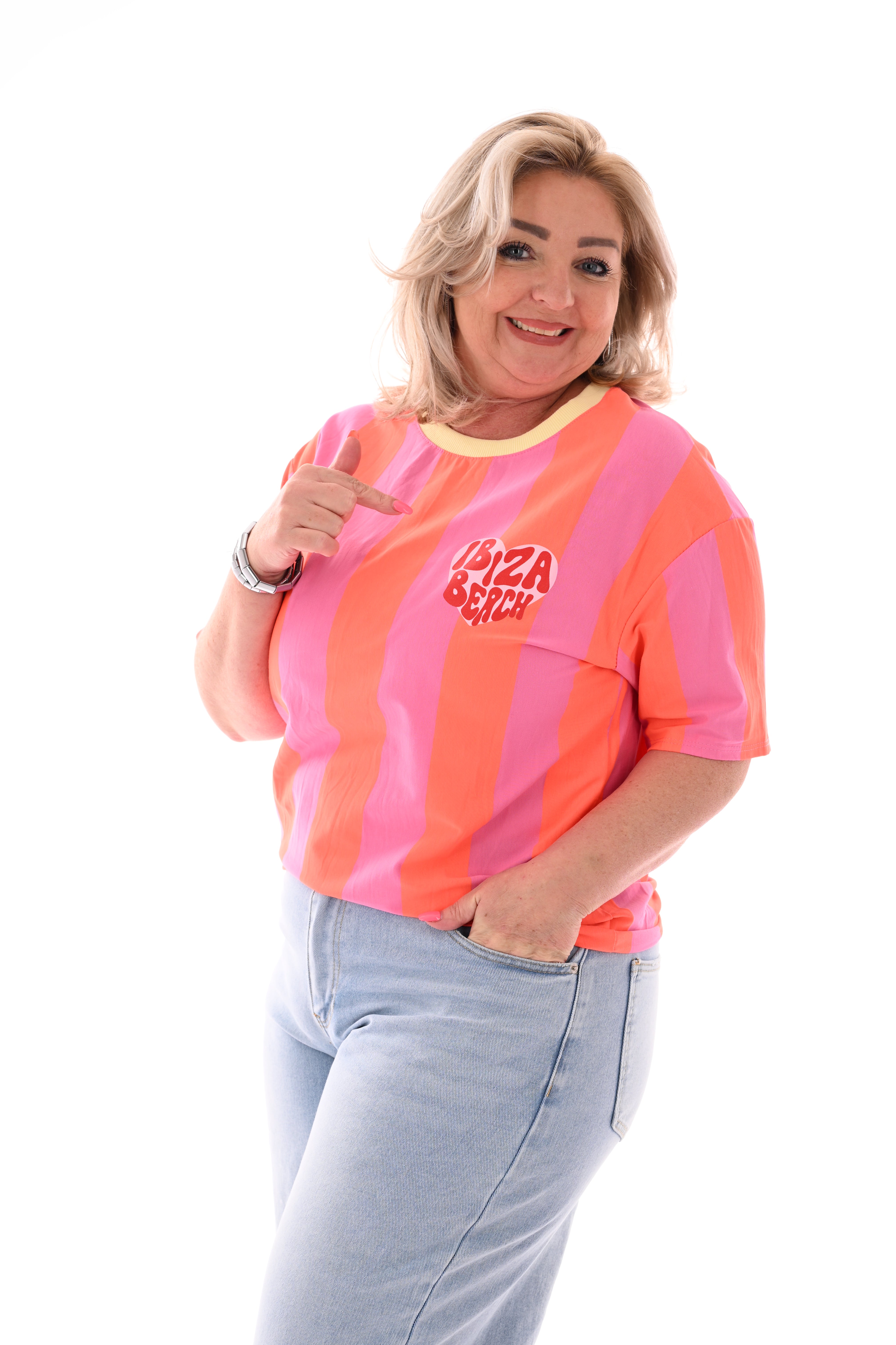 Shirt Ibiza beach oranje/paars