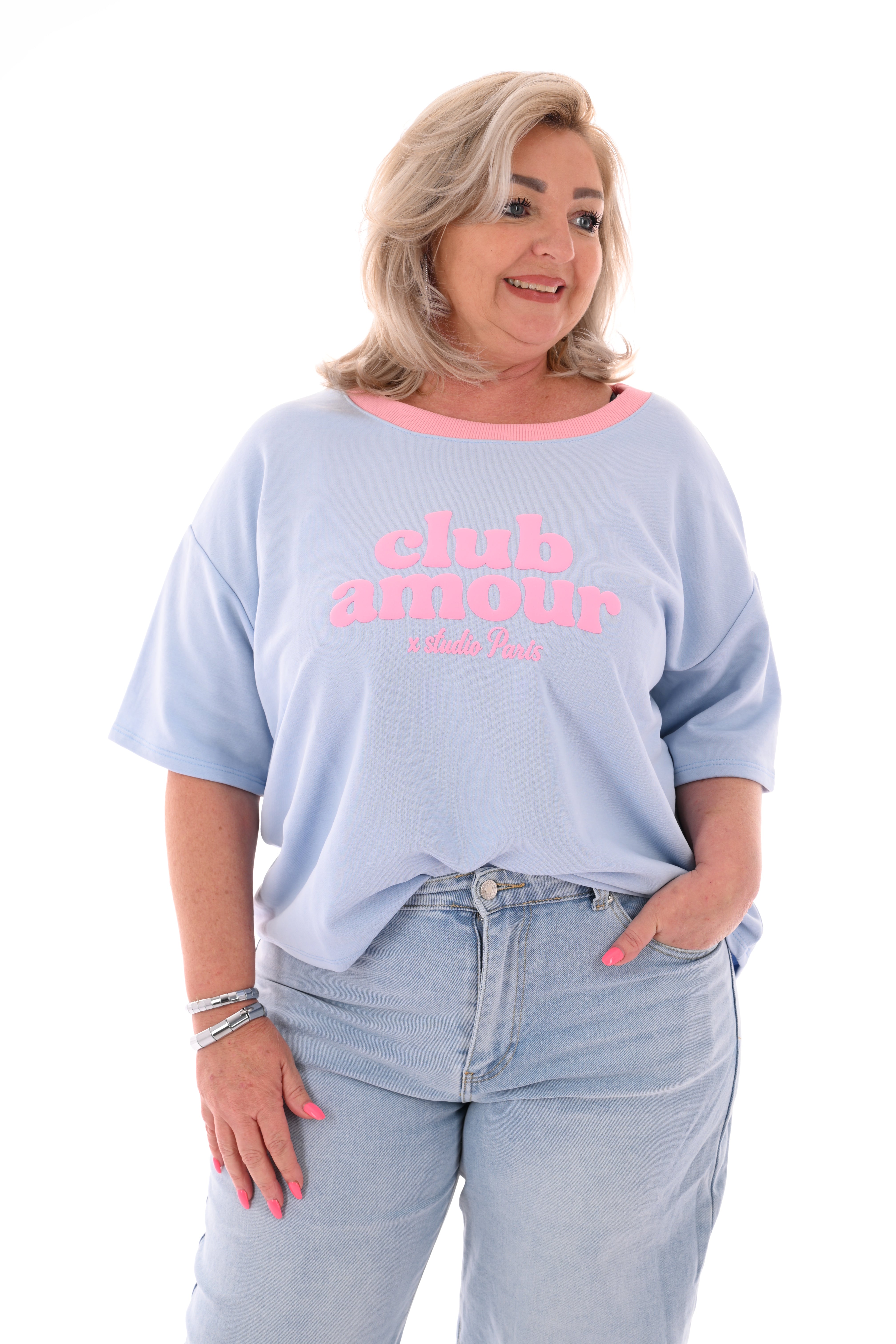 Sweatshirt club amour lichtblauw