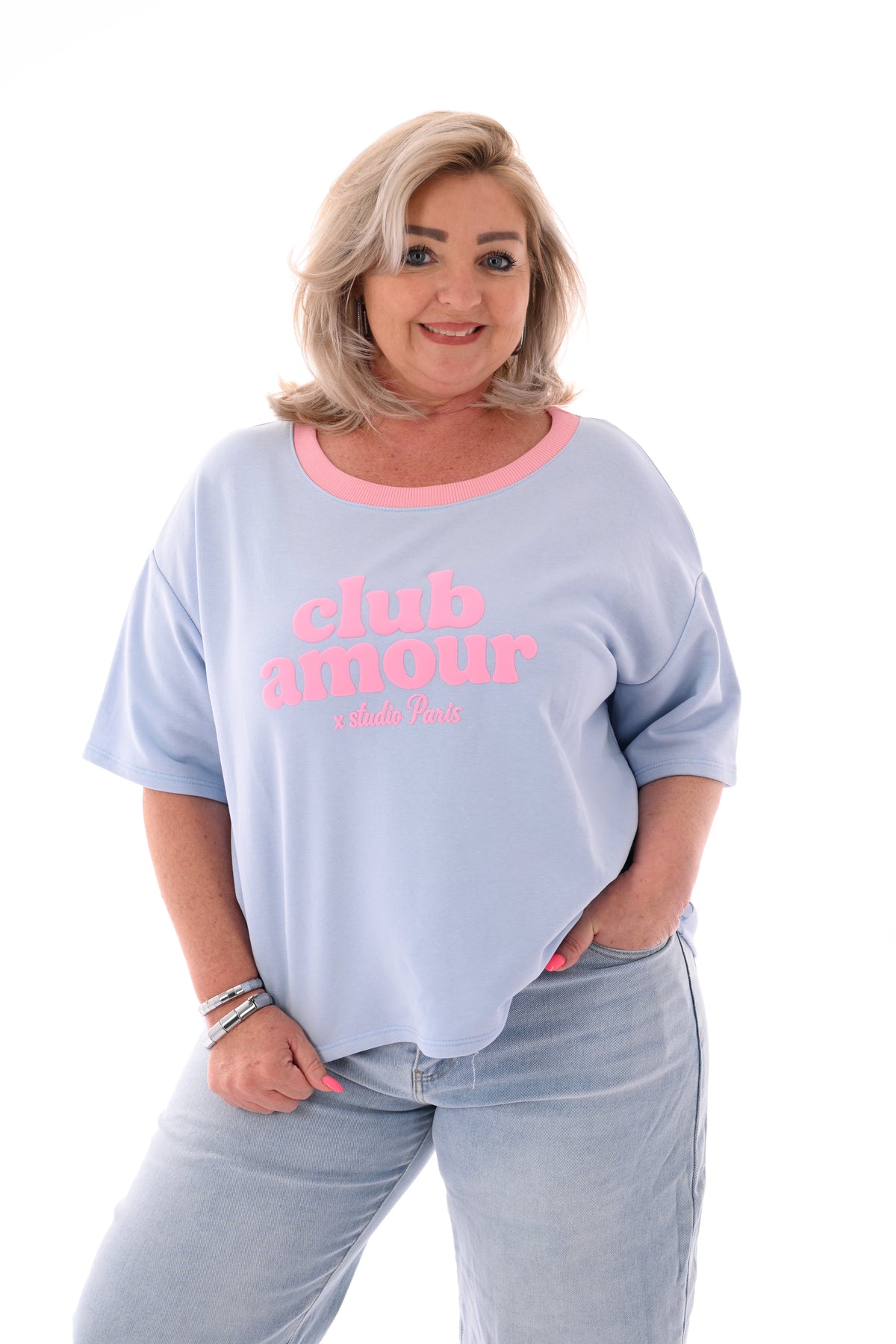 Sweatshirt club amour lichtblauw