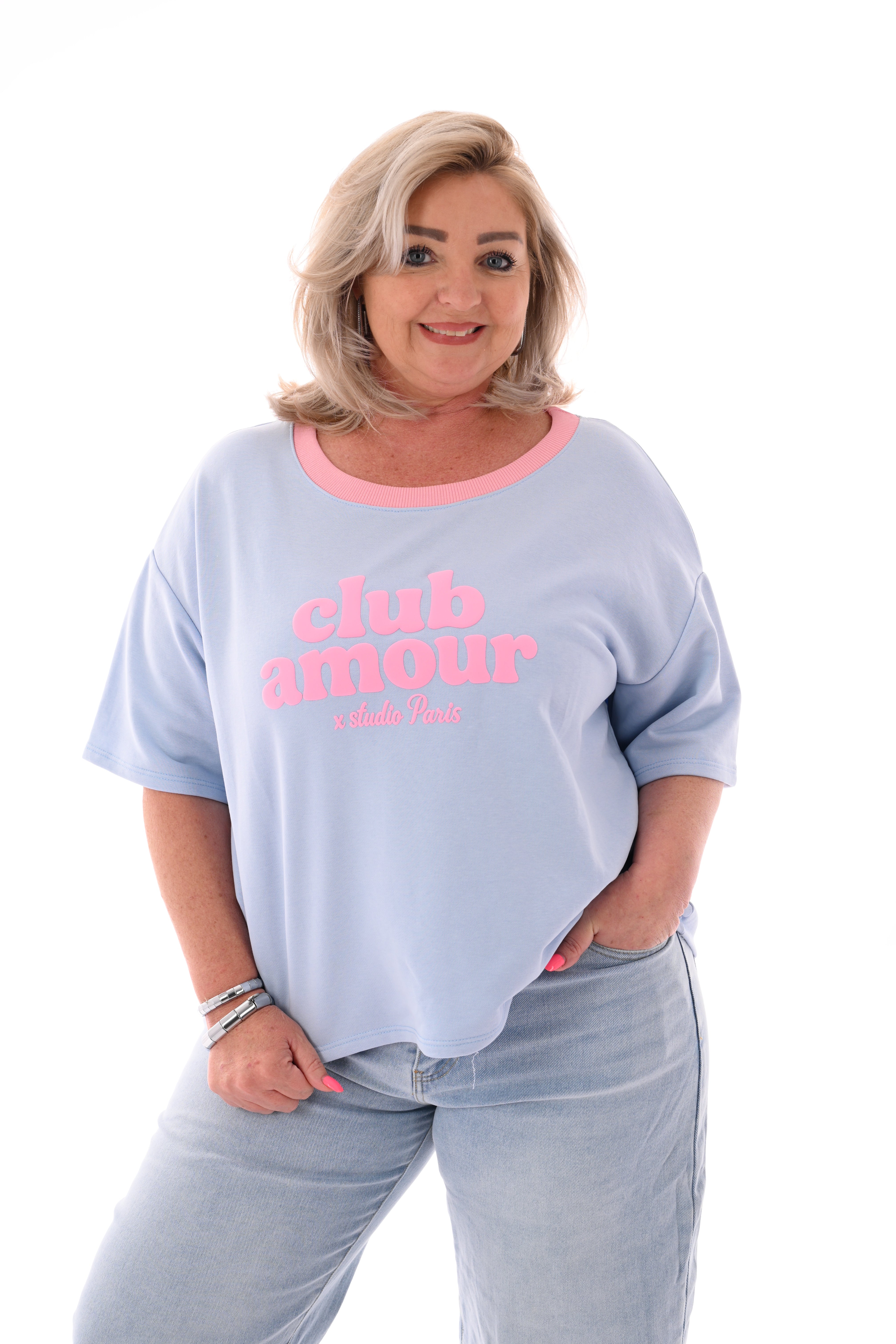 Sweatshirt club amour lichtblauw
