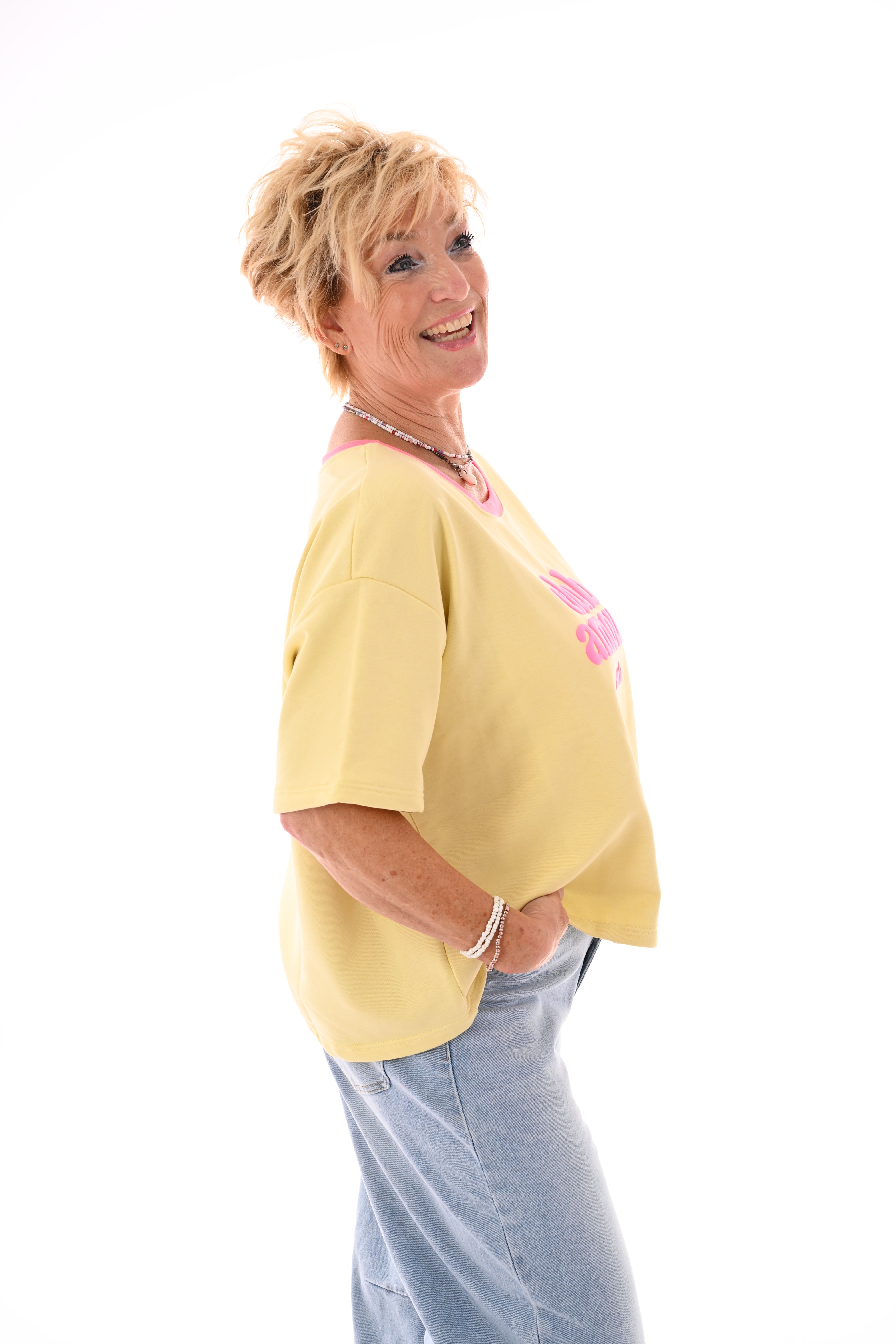 Sweatshirt club amour lichtgeel