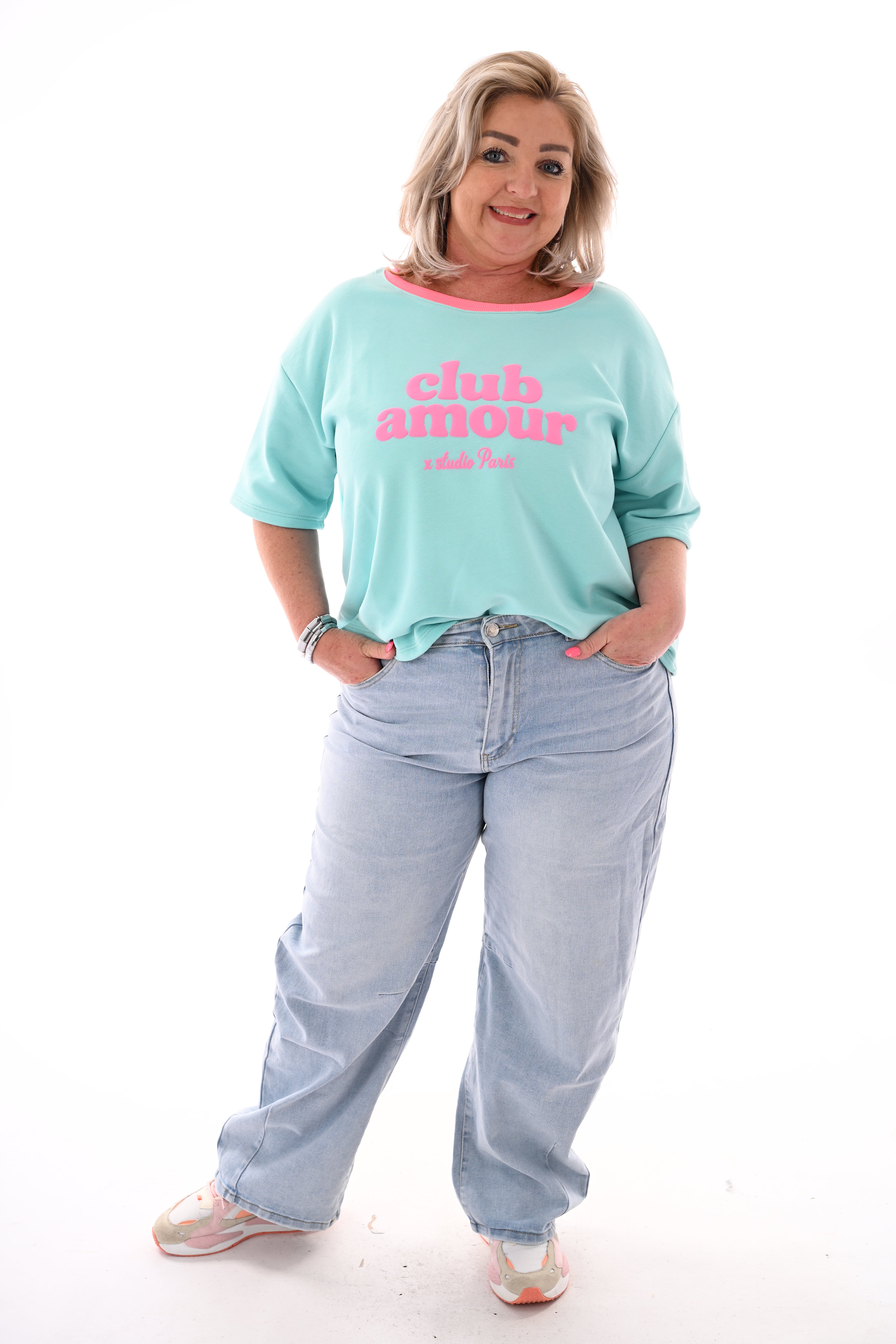 Sweatshirt club amour turquoise