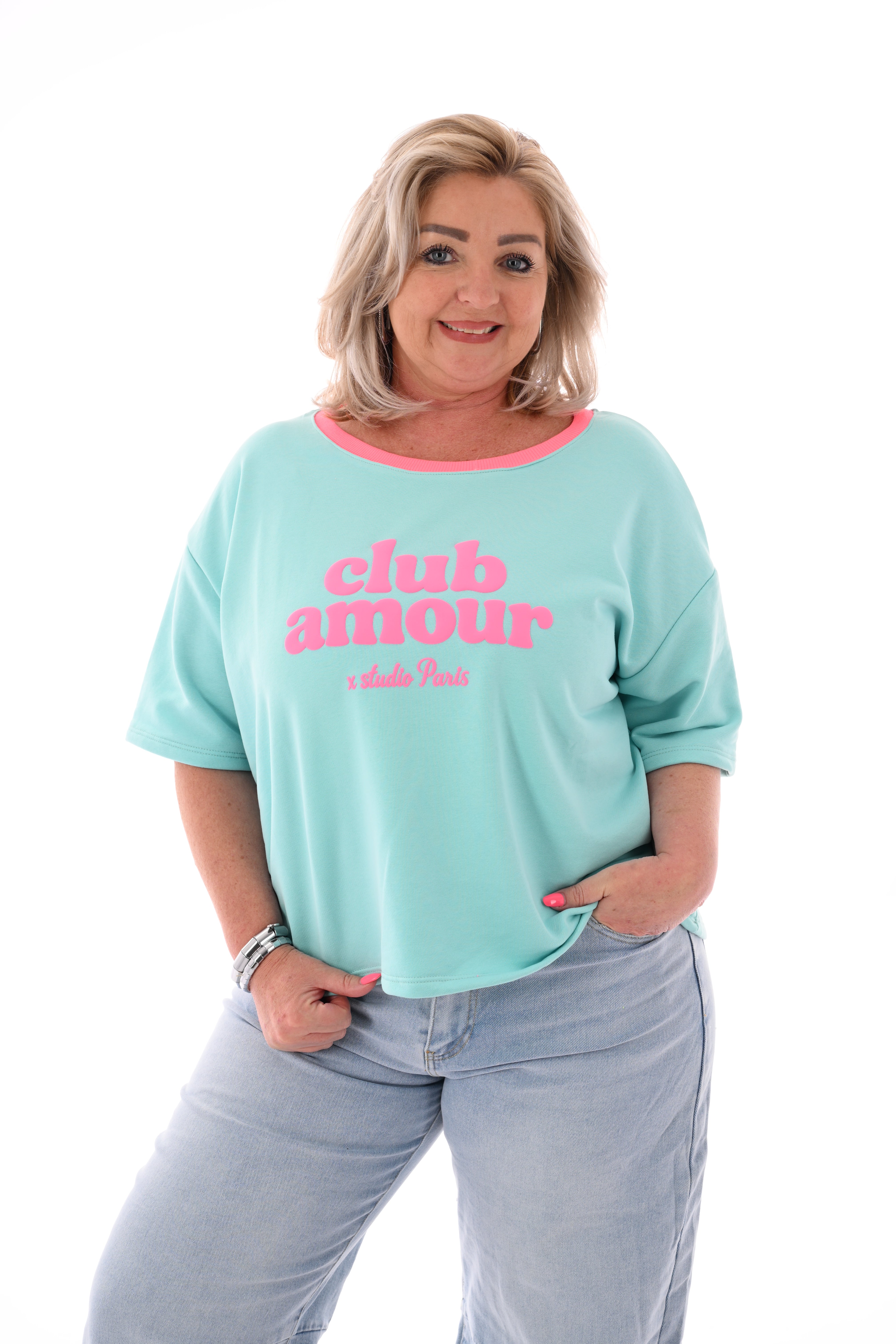 Sweatshirt club amour turquoise