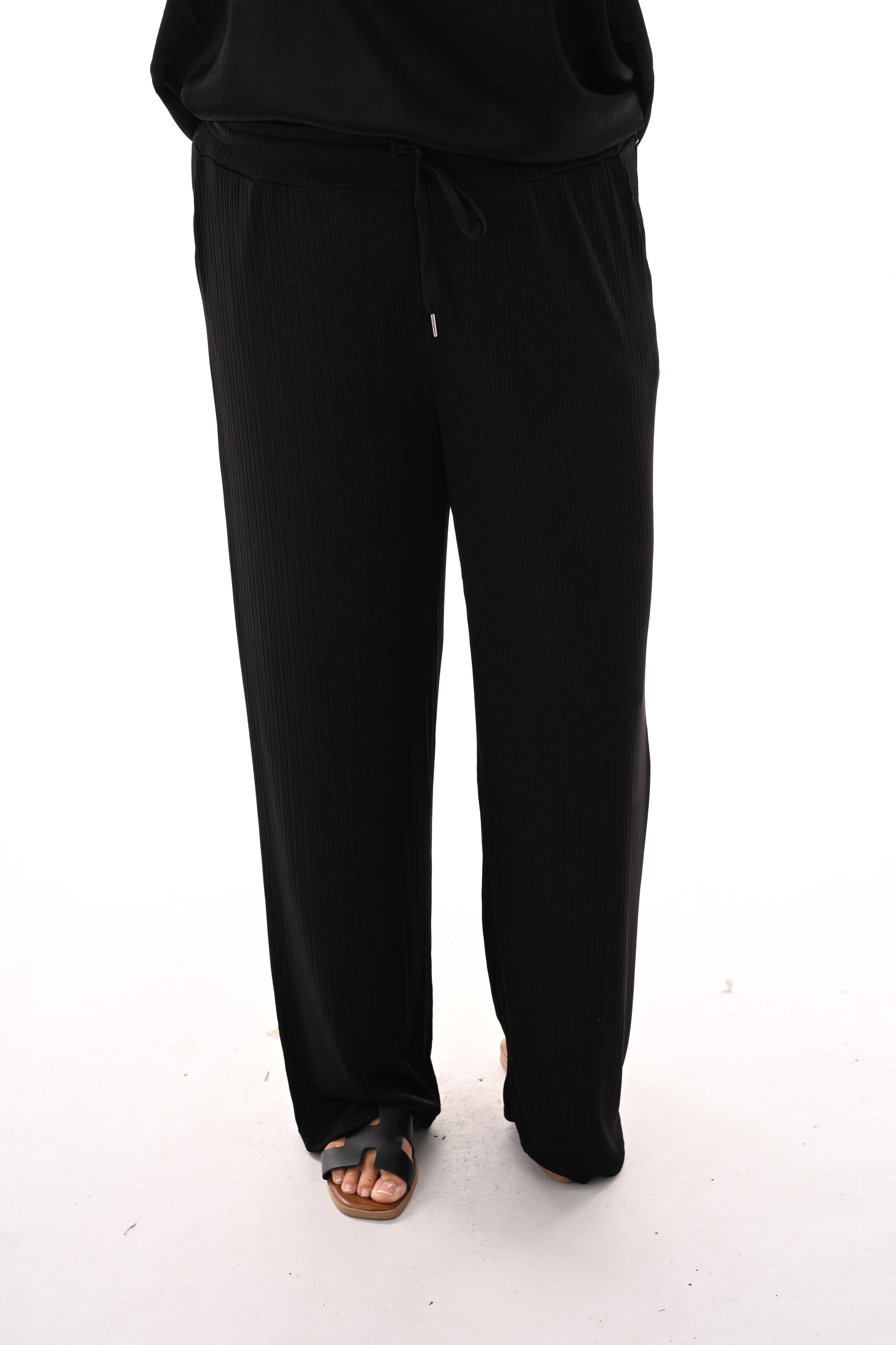 Broek smalle plooien zwart