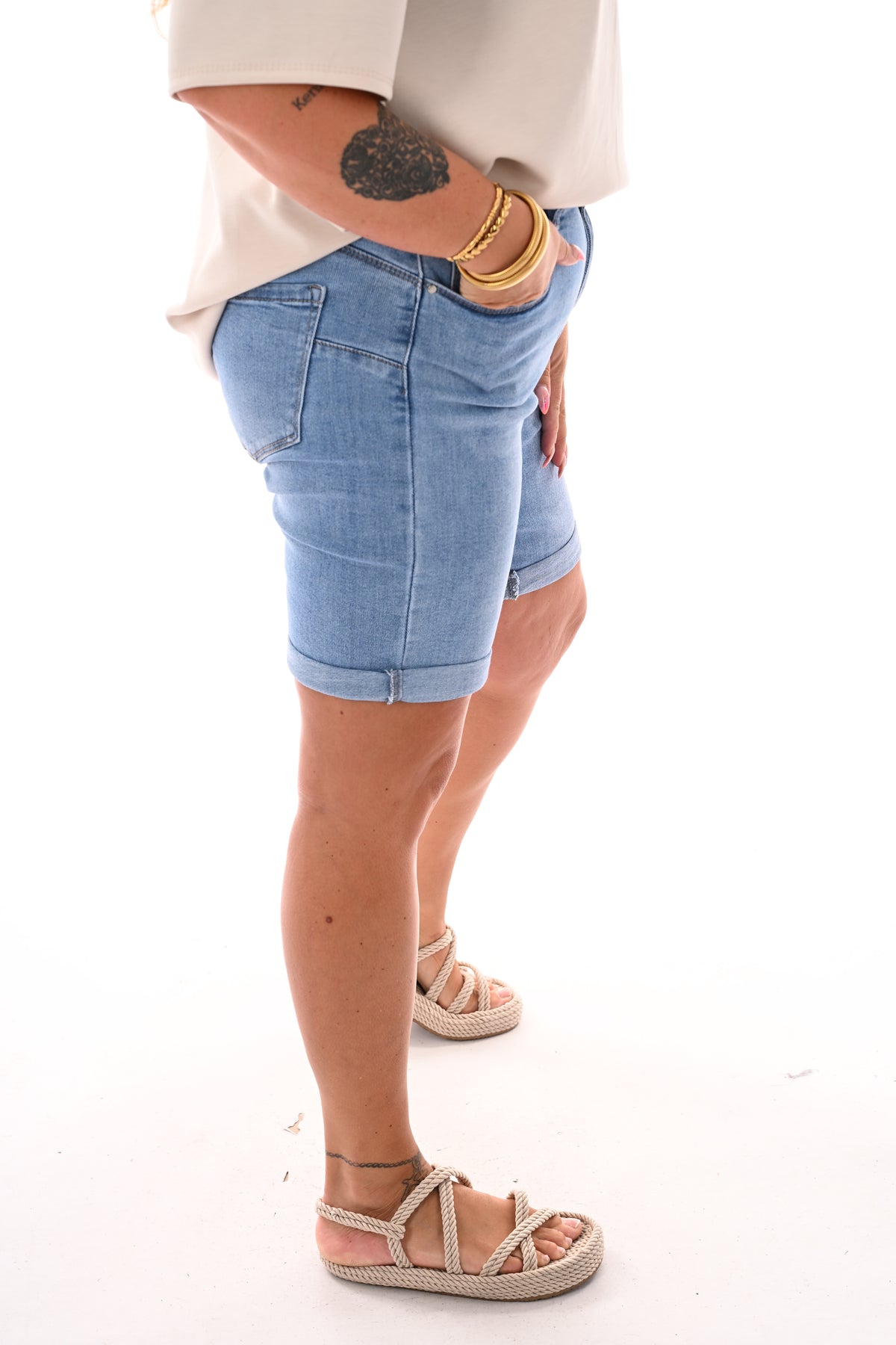 G-smack basic denim short lichtblauw