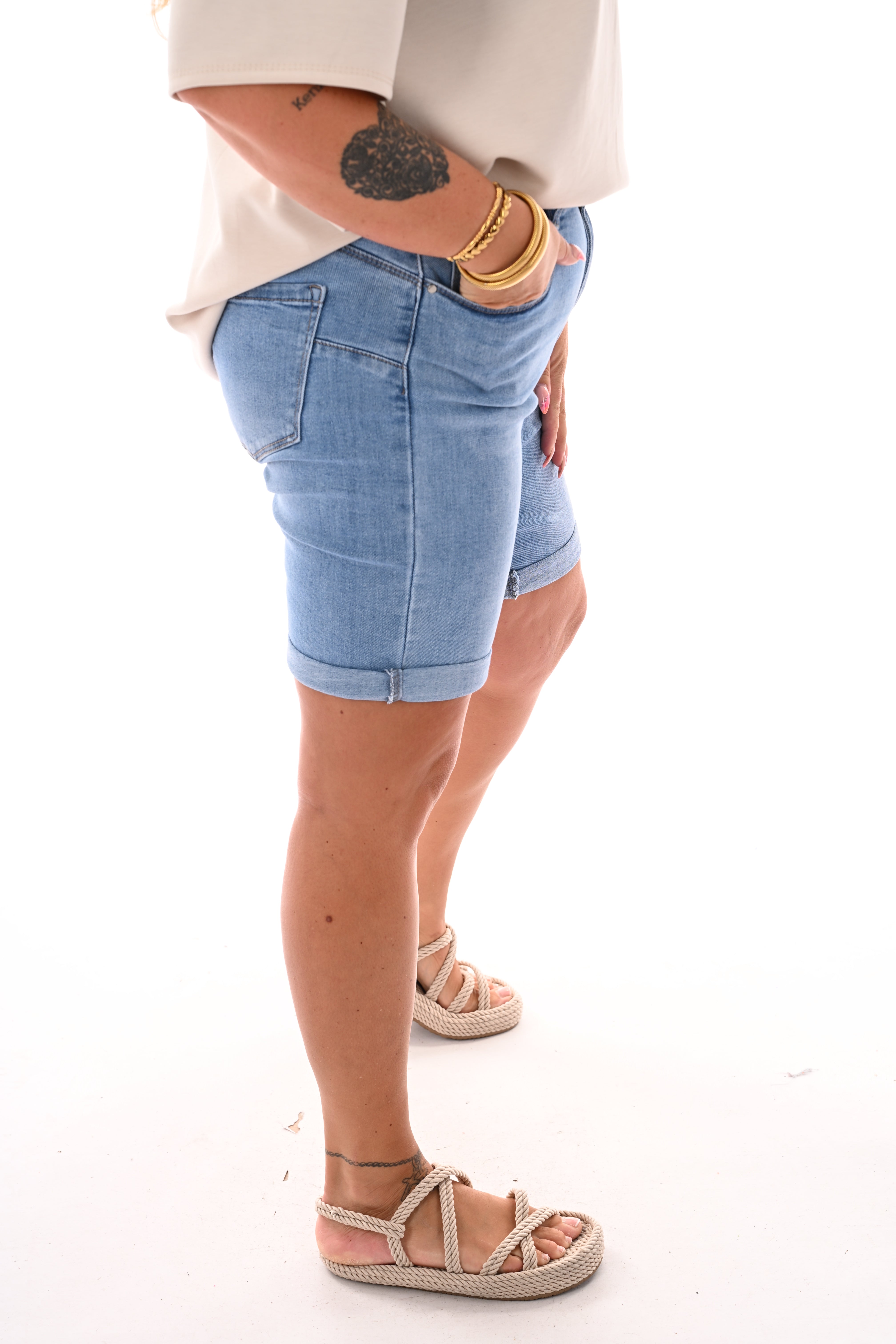 G-smack basic denim short lichtblauw