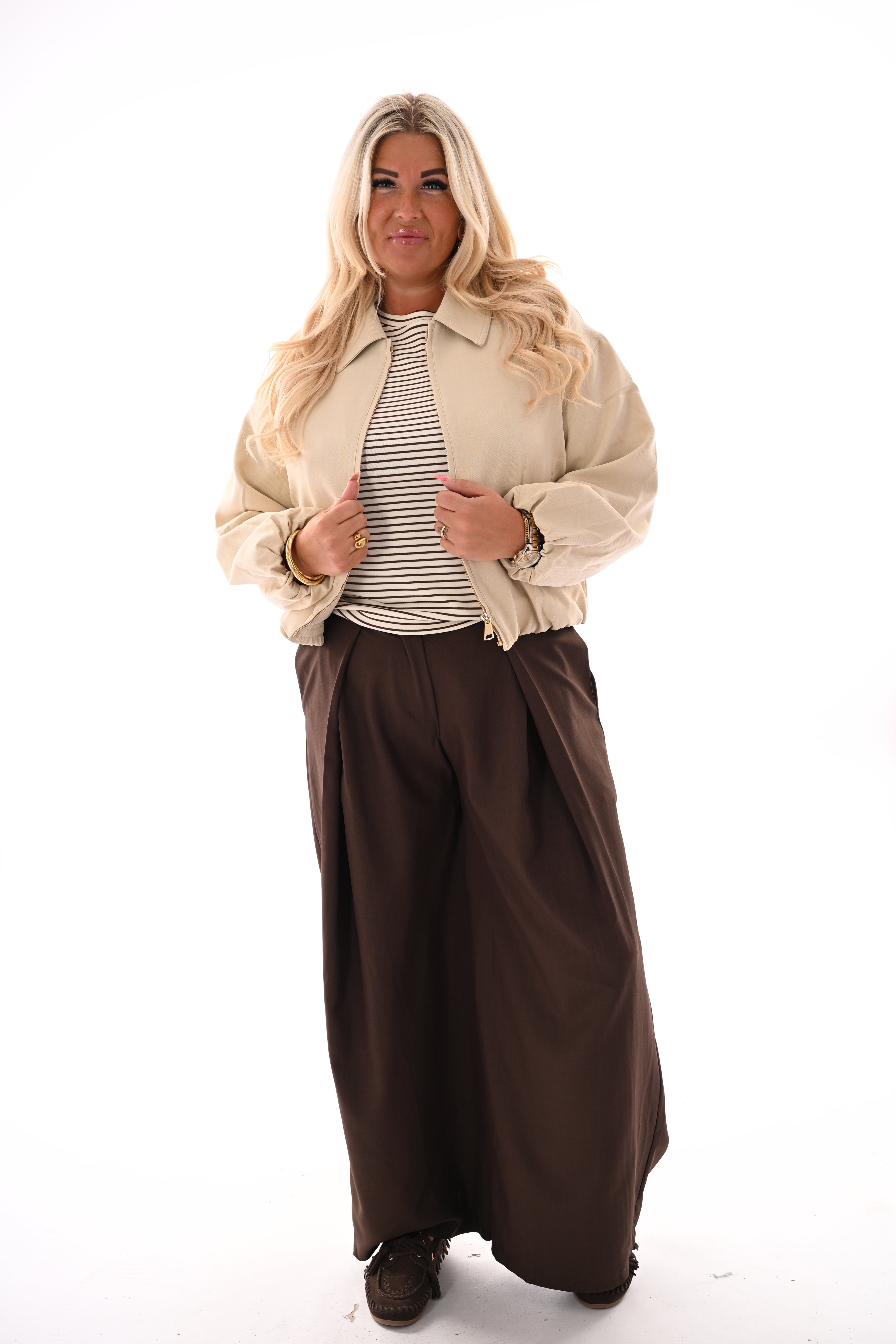 Korte bomberjack beige