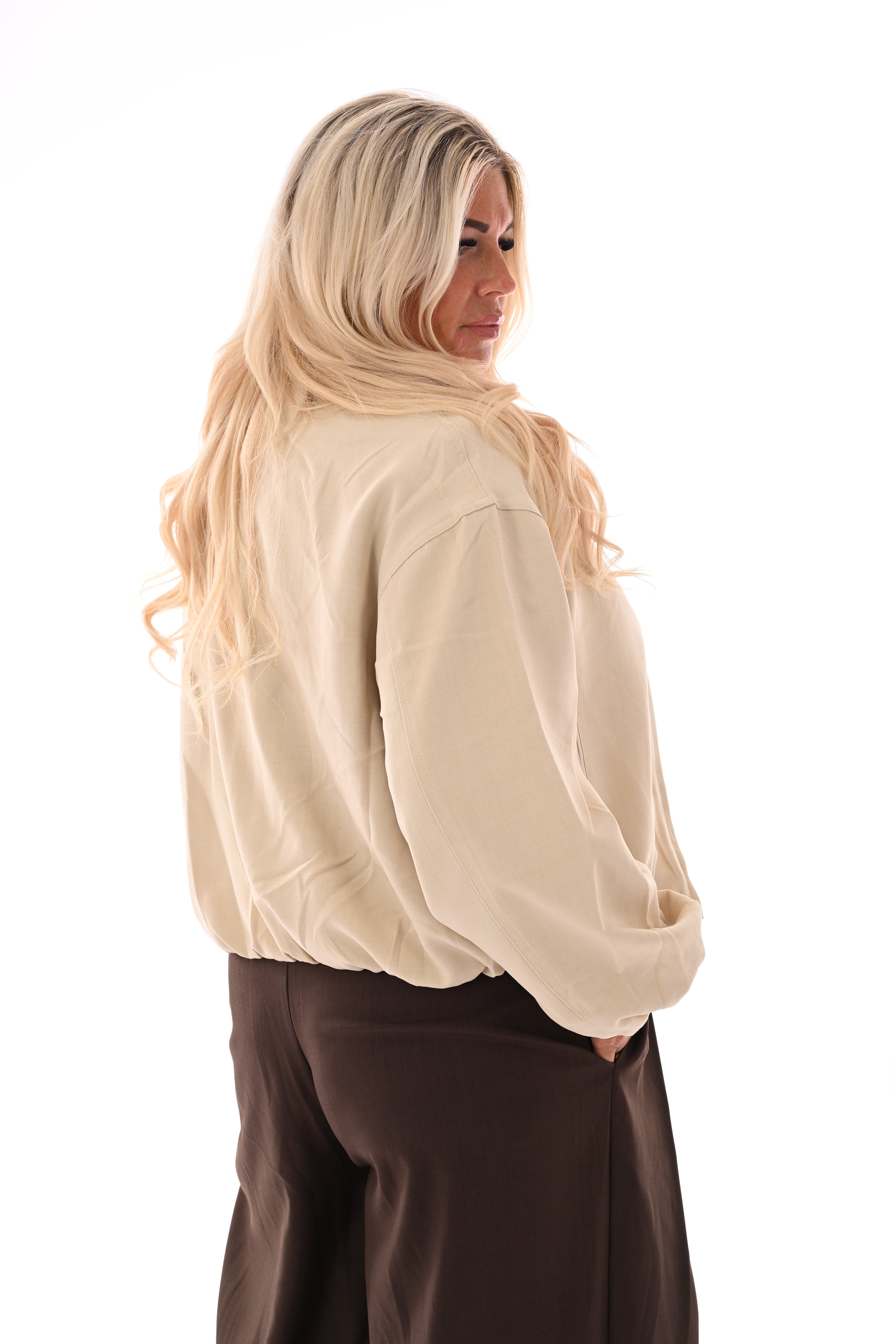 Korte bomberjack beige