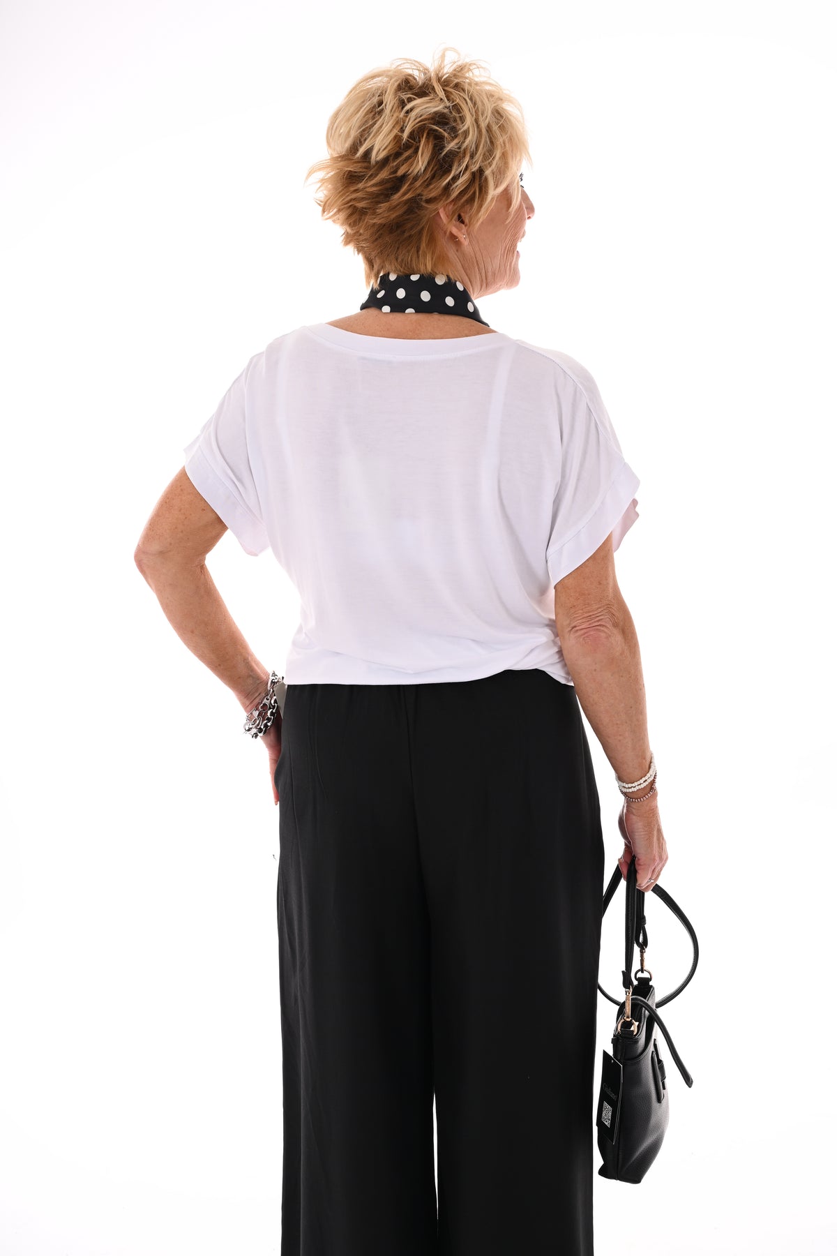 Top silky korte mouwen v-hals wit
