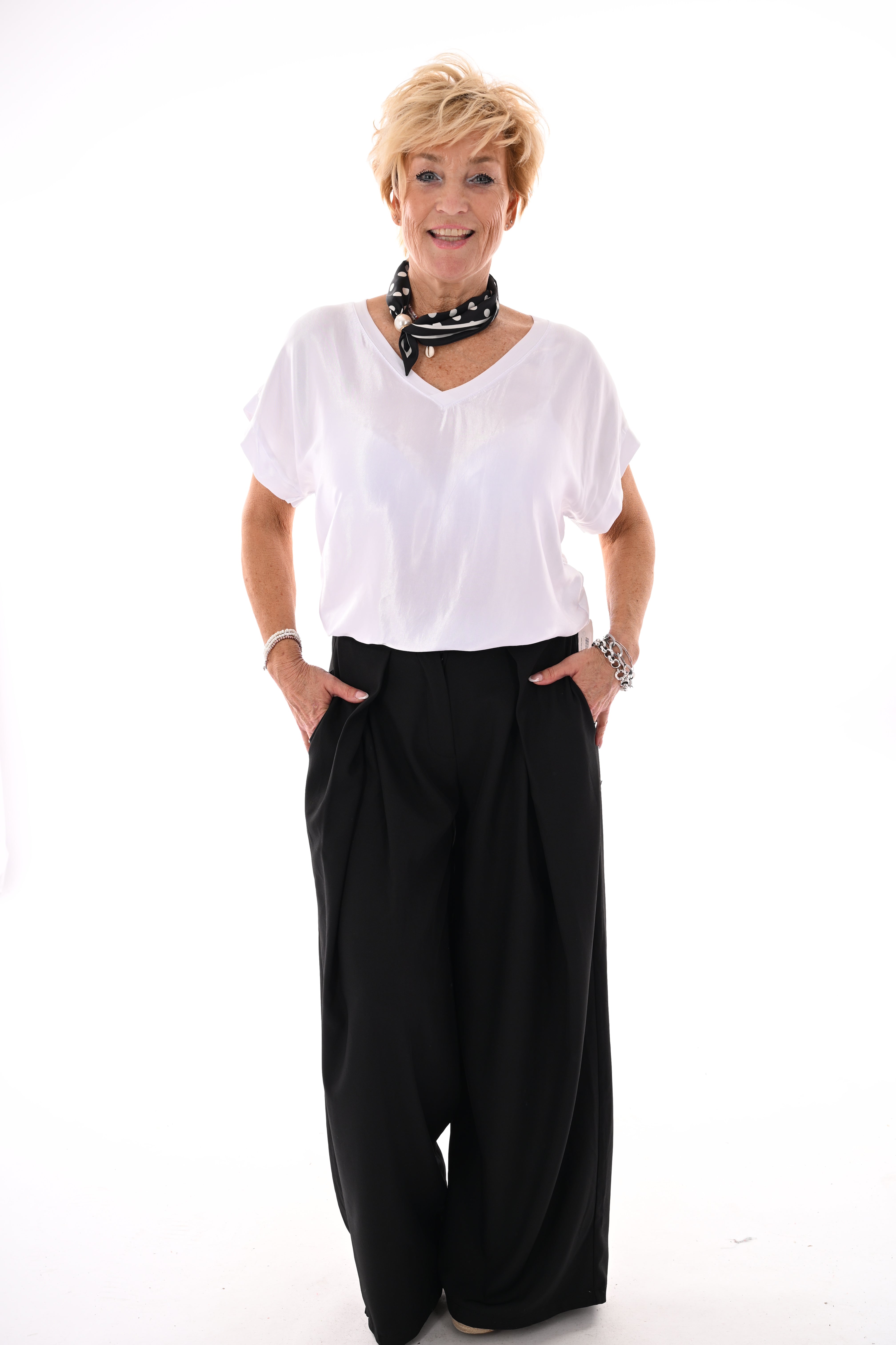 Pantalon broek met plooi band zwart