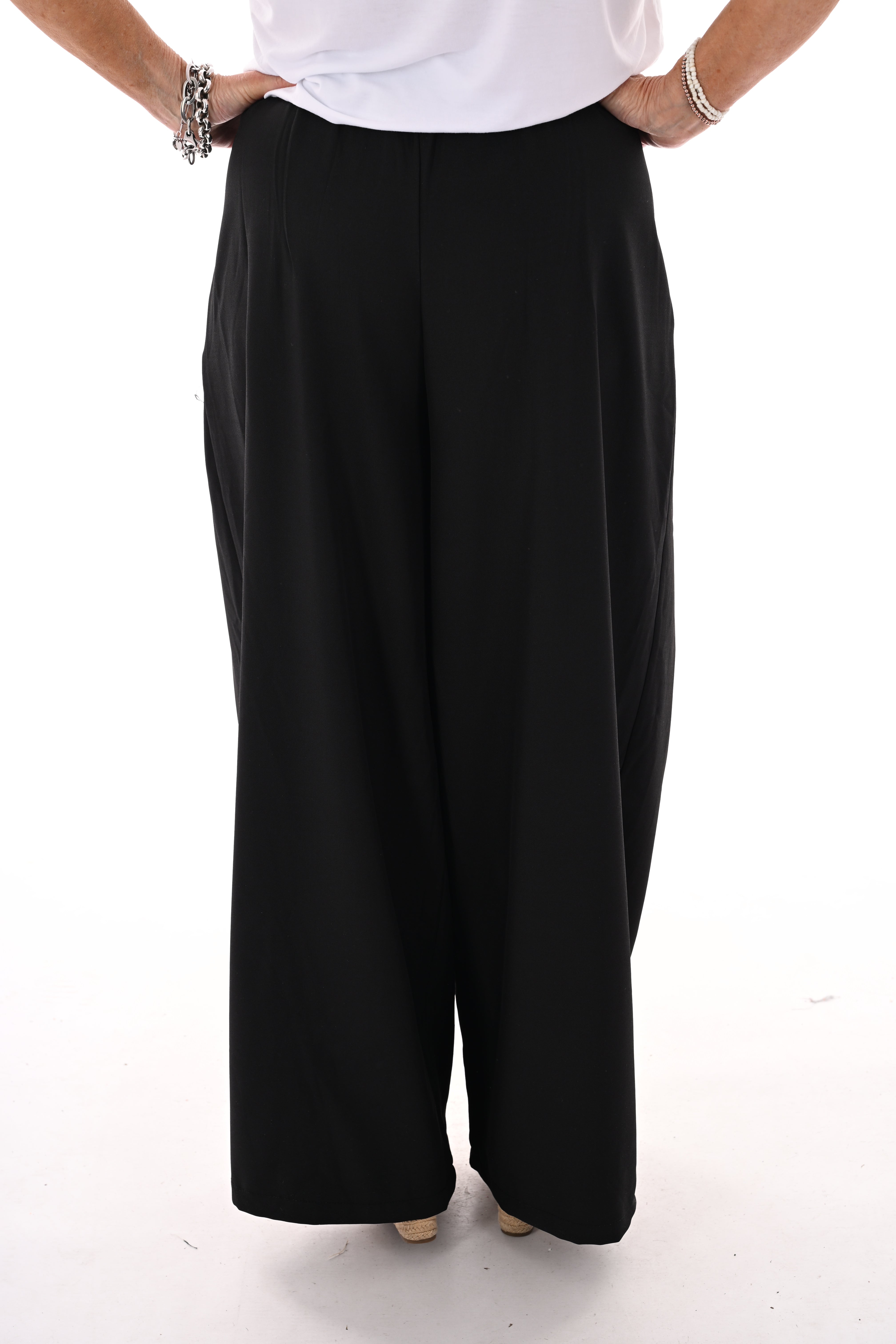 Pantalon broek met plooi band zwart