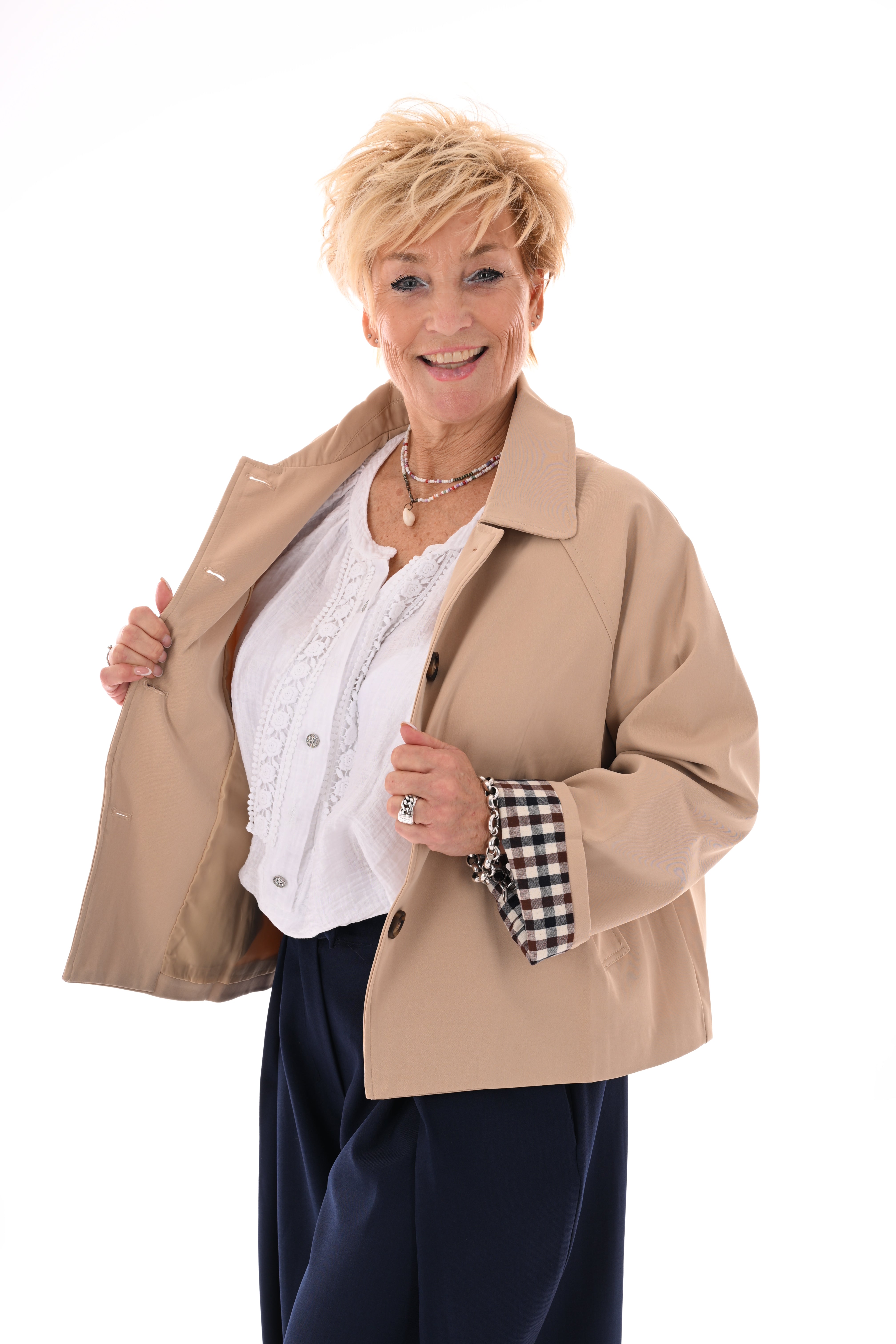 Korte trenchcoat camel