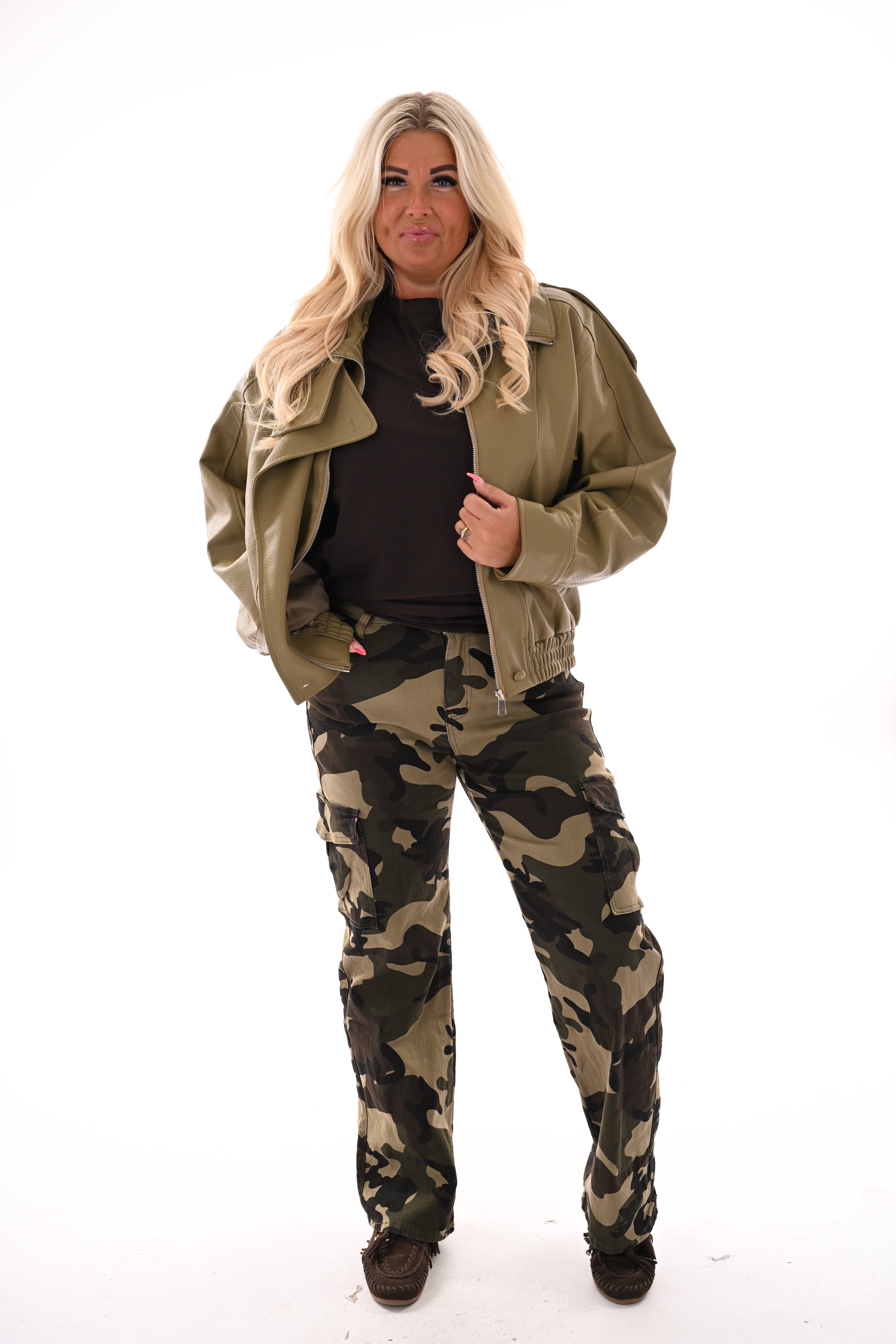 Leatherlook jacket khaki