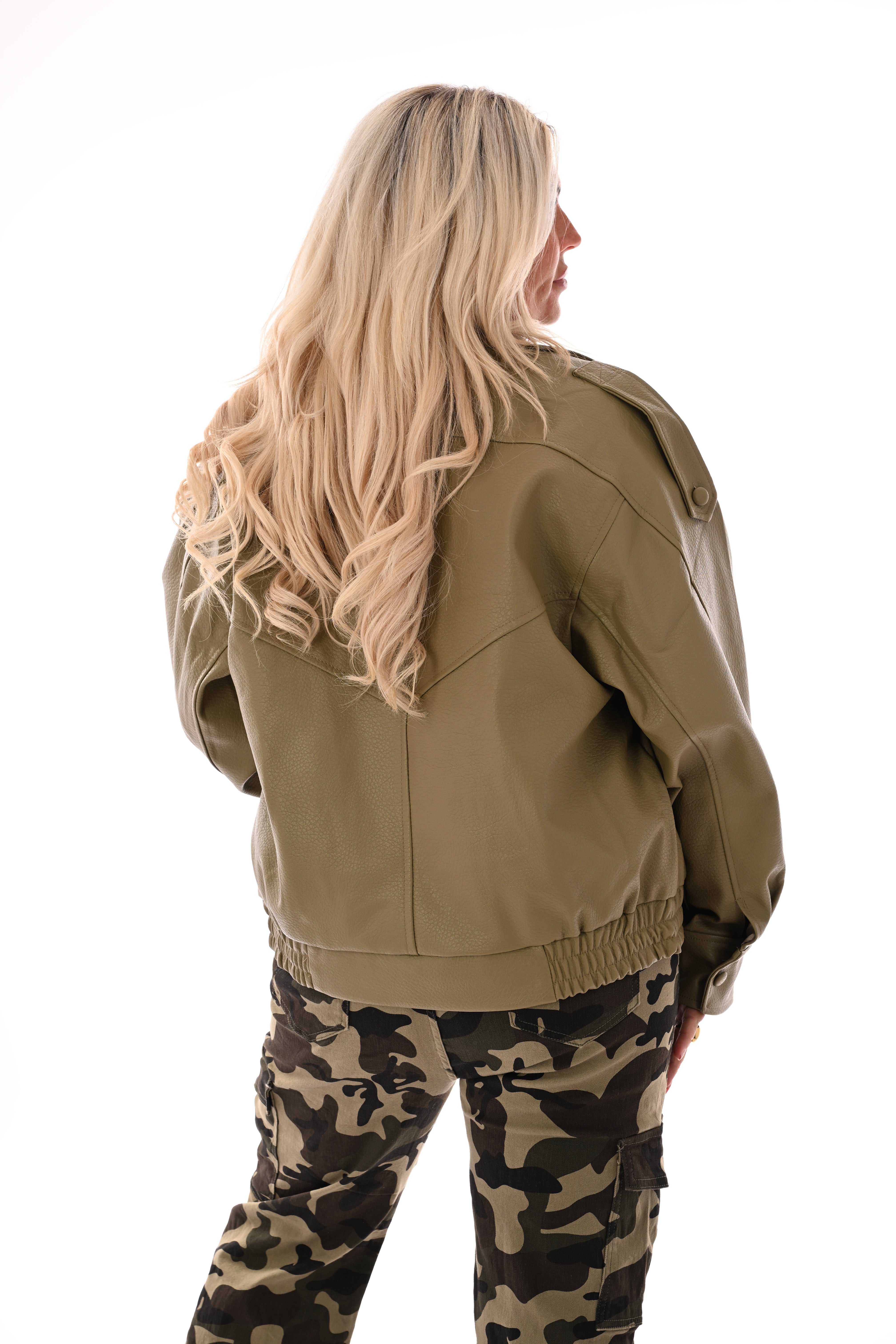 Leatherlook jacket khaki