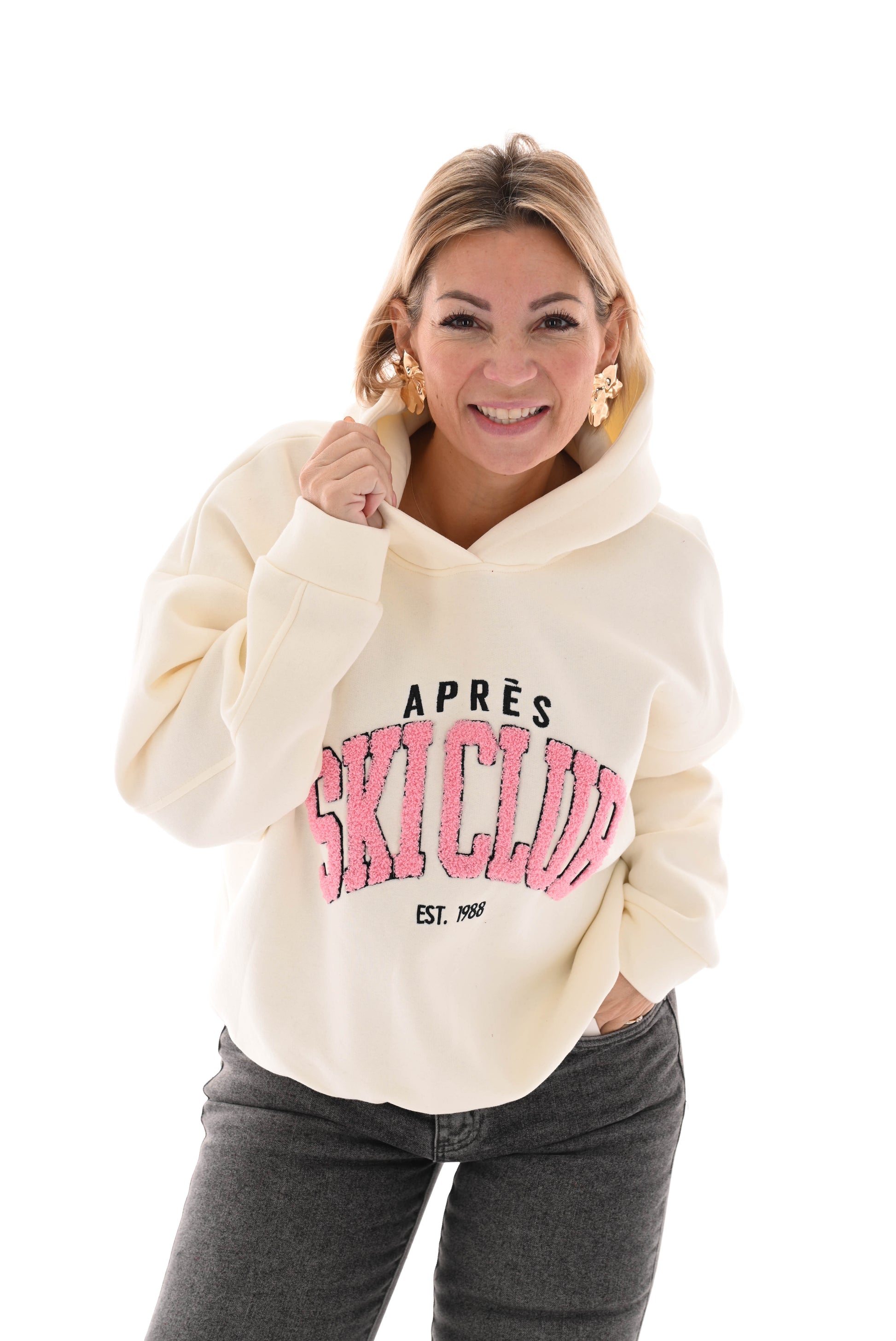 Hoodie apres skiclub roomwit