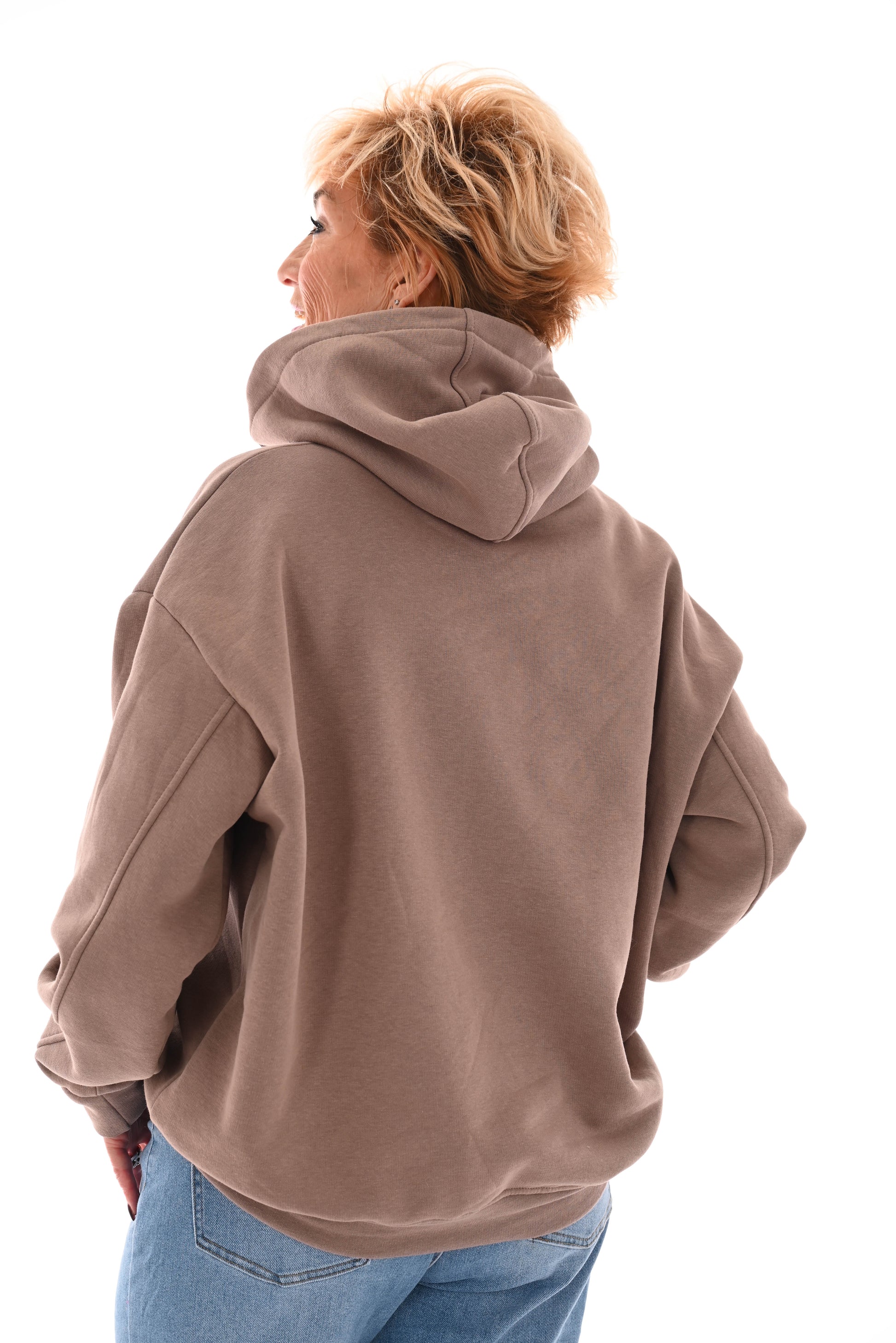 Hoodie apres skiclub bruin/beige