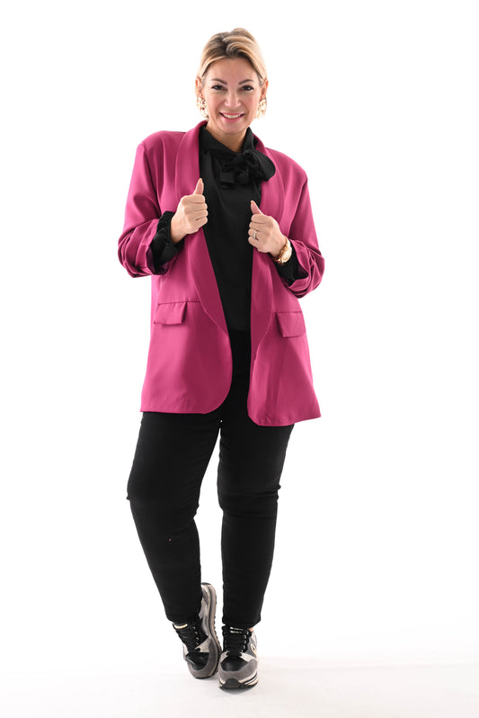 Blazer geplooide mouwen magenta