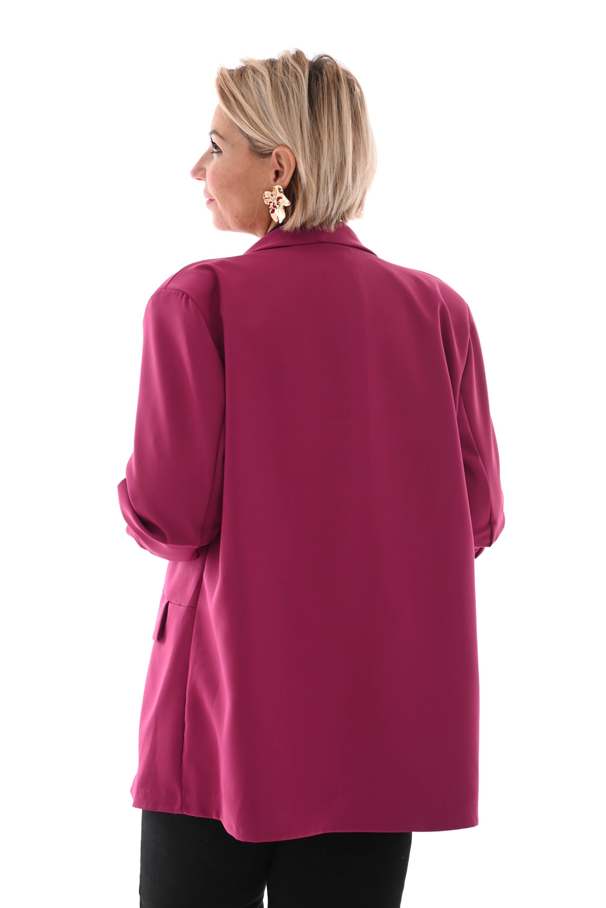 Blazer geplooide mouwen magenta