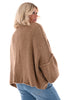 Kort grof gebreid vest pofmouw camel