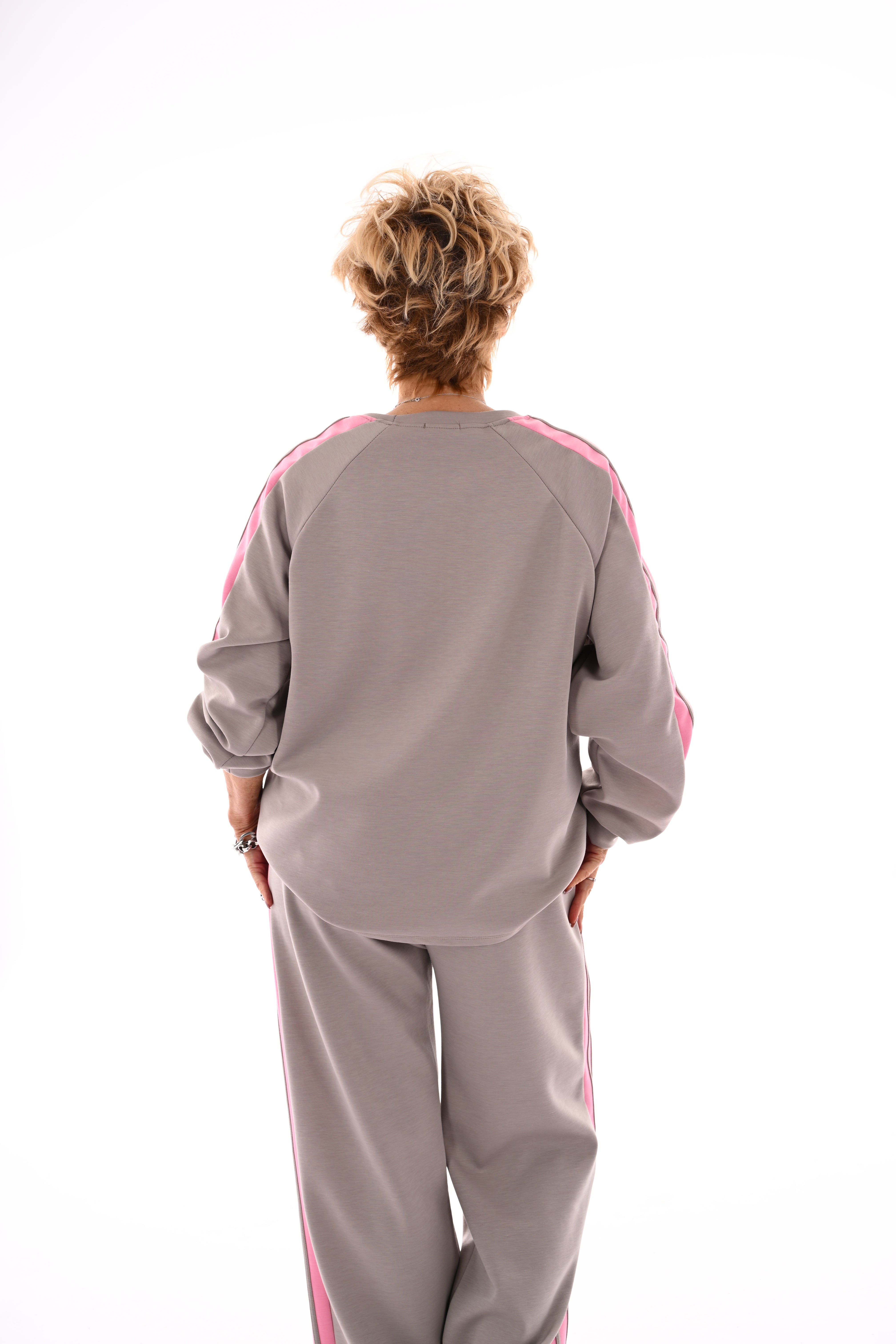 Tweedelig pak met dubbele bies taupe