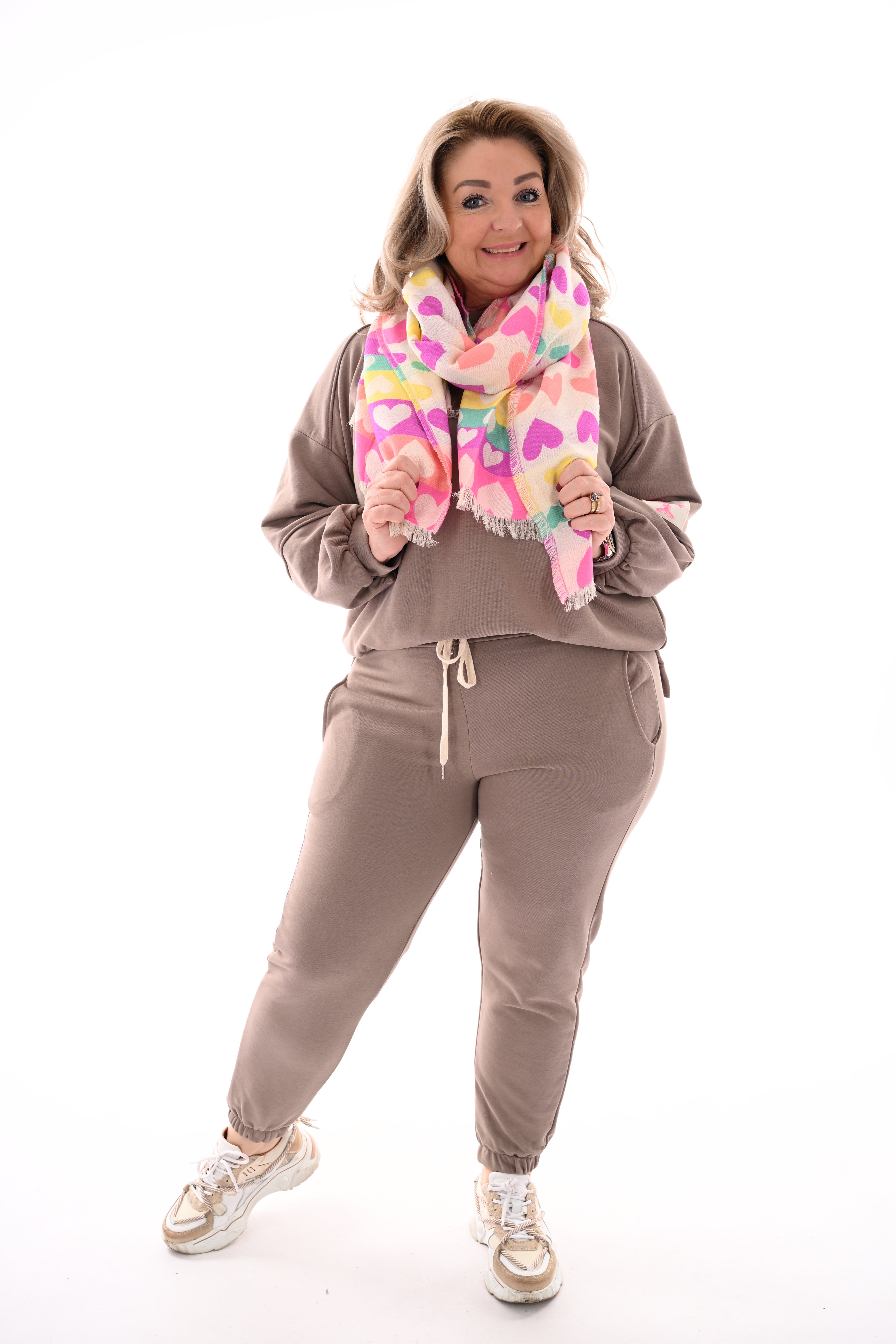 Sjaal hartjes roomwit