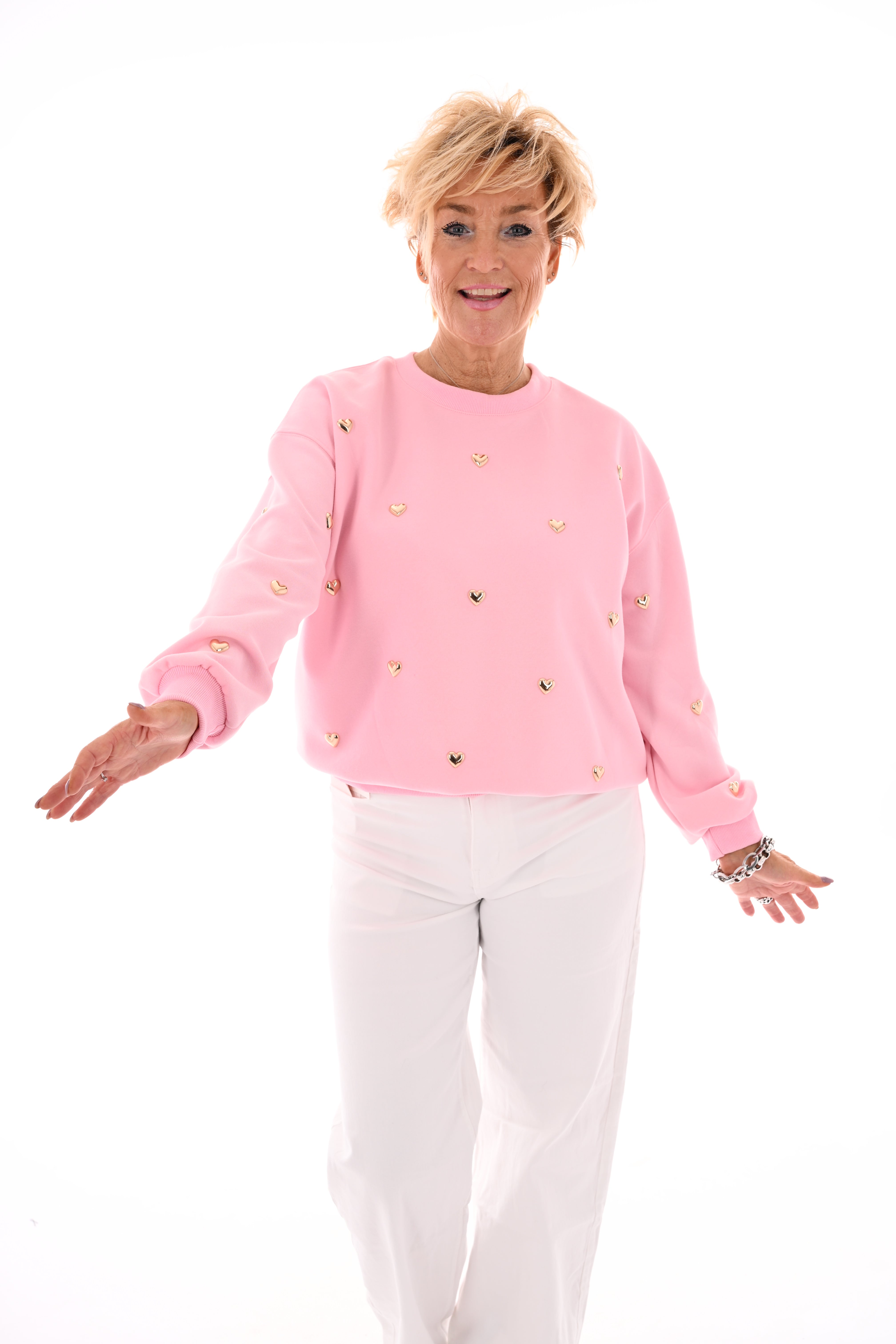 Sweater hartjes lichtroze