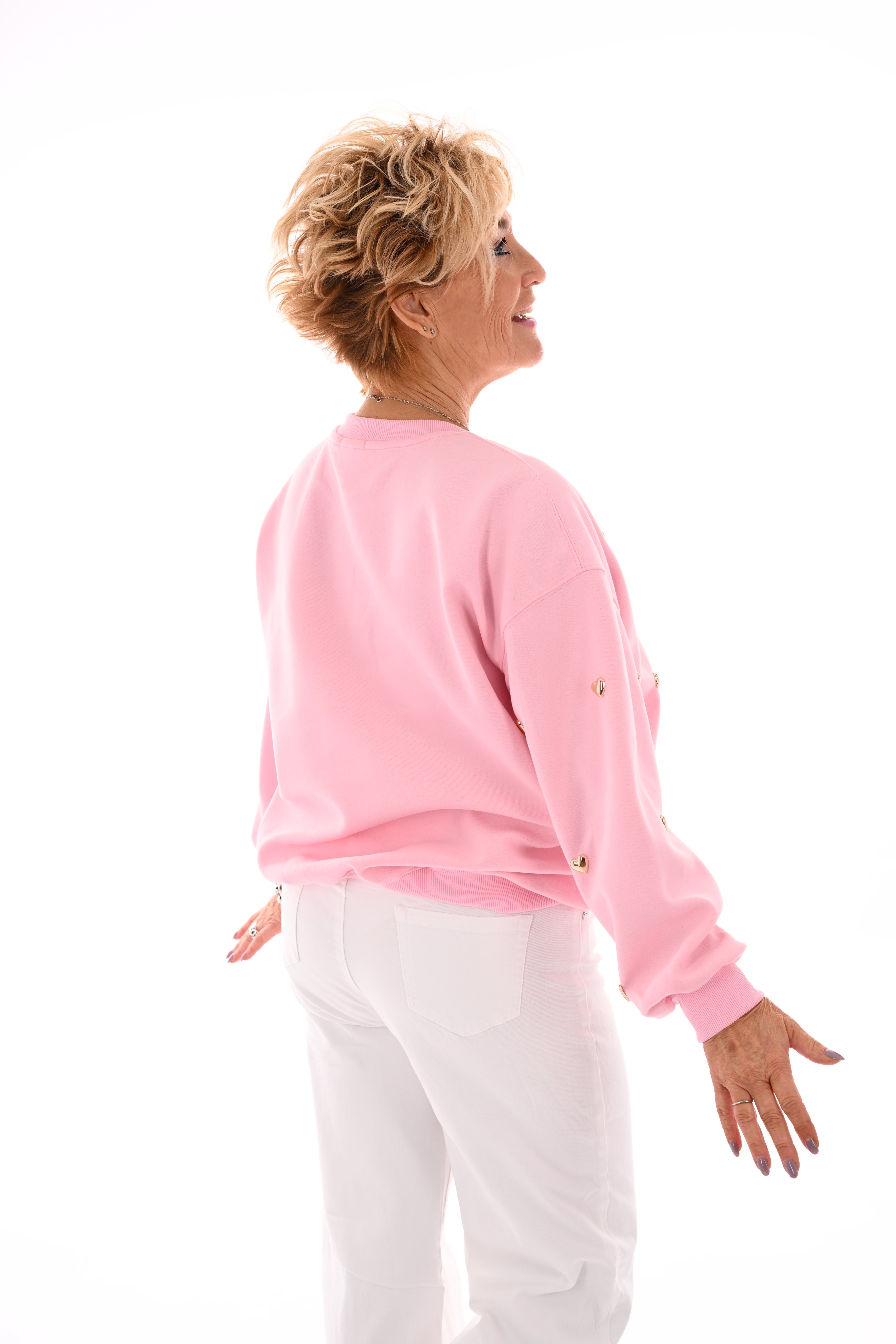 Sweater hartjes lichtroze