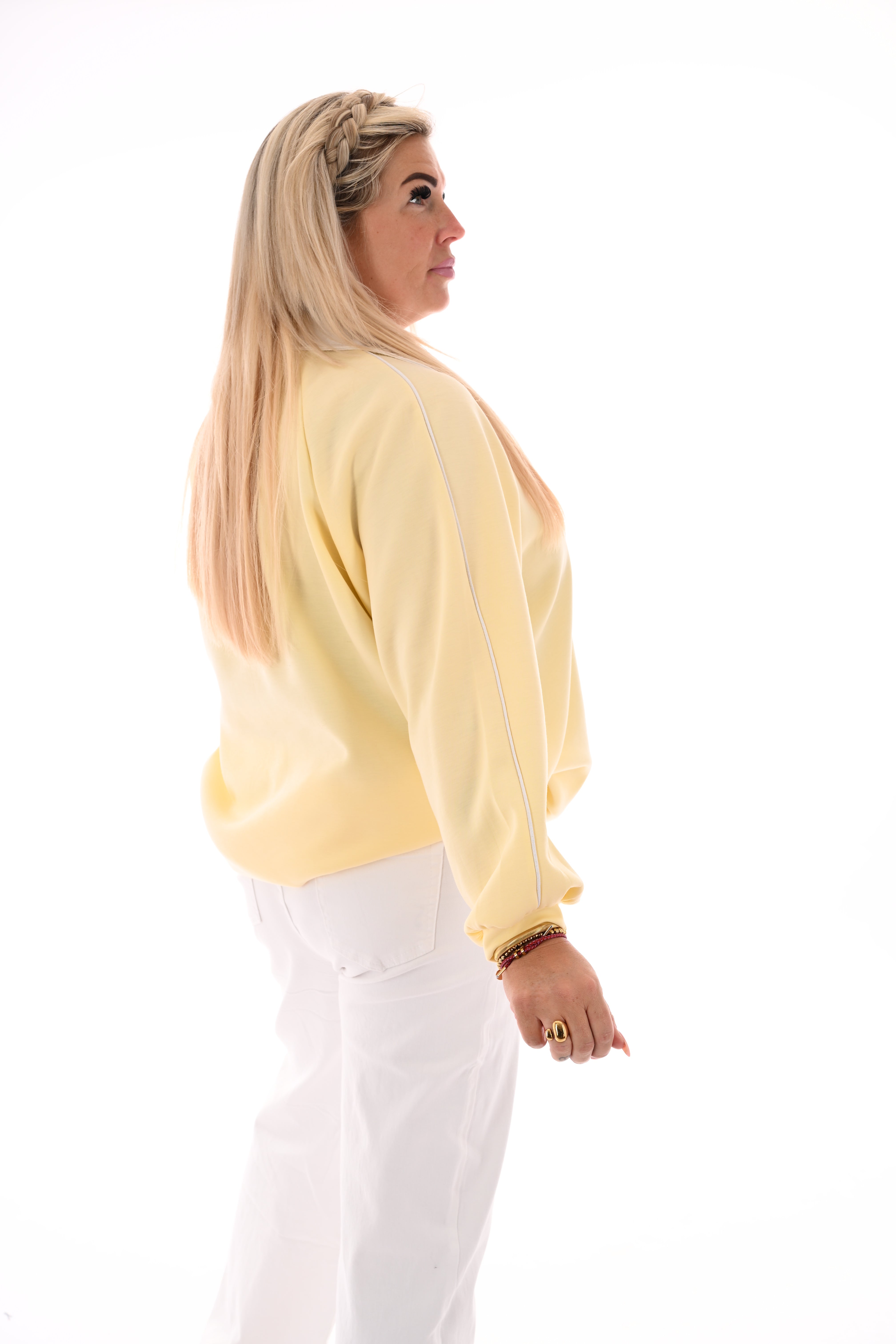 Sweater met kraag lichtgeel