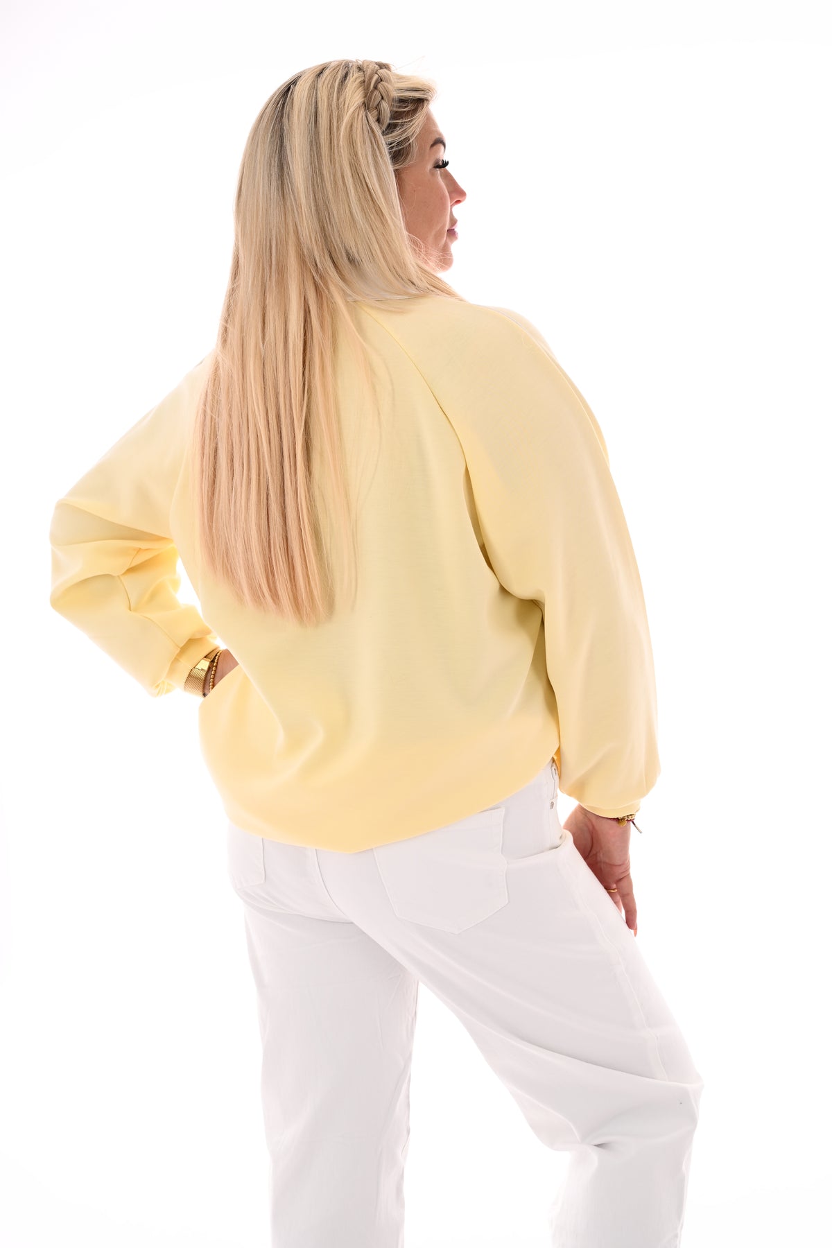 Sweater met kraag lichtgeel