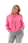 Blouse hals detail roze