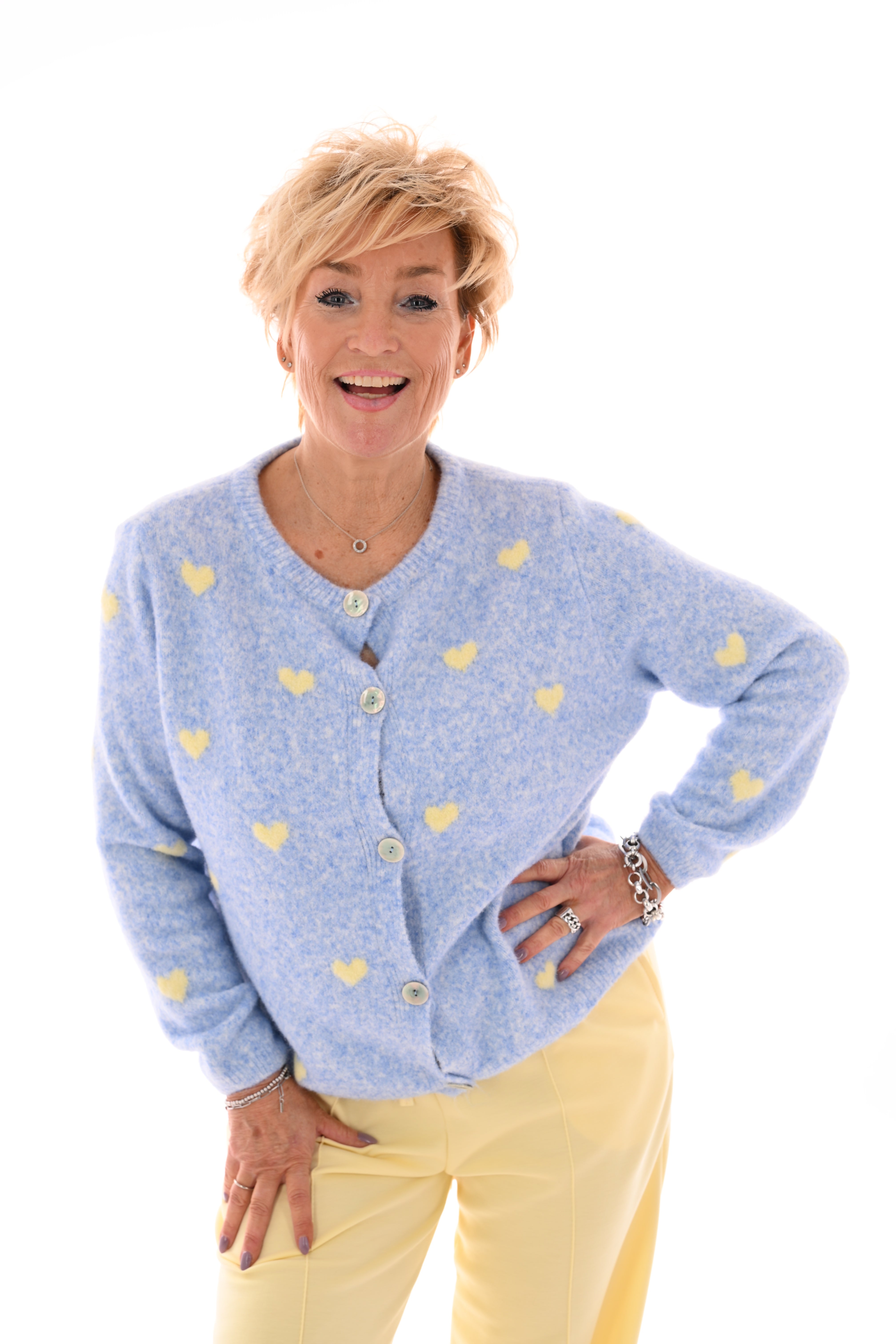 Vest met hartjes blauw