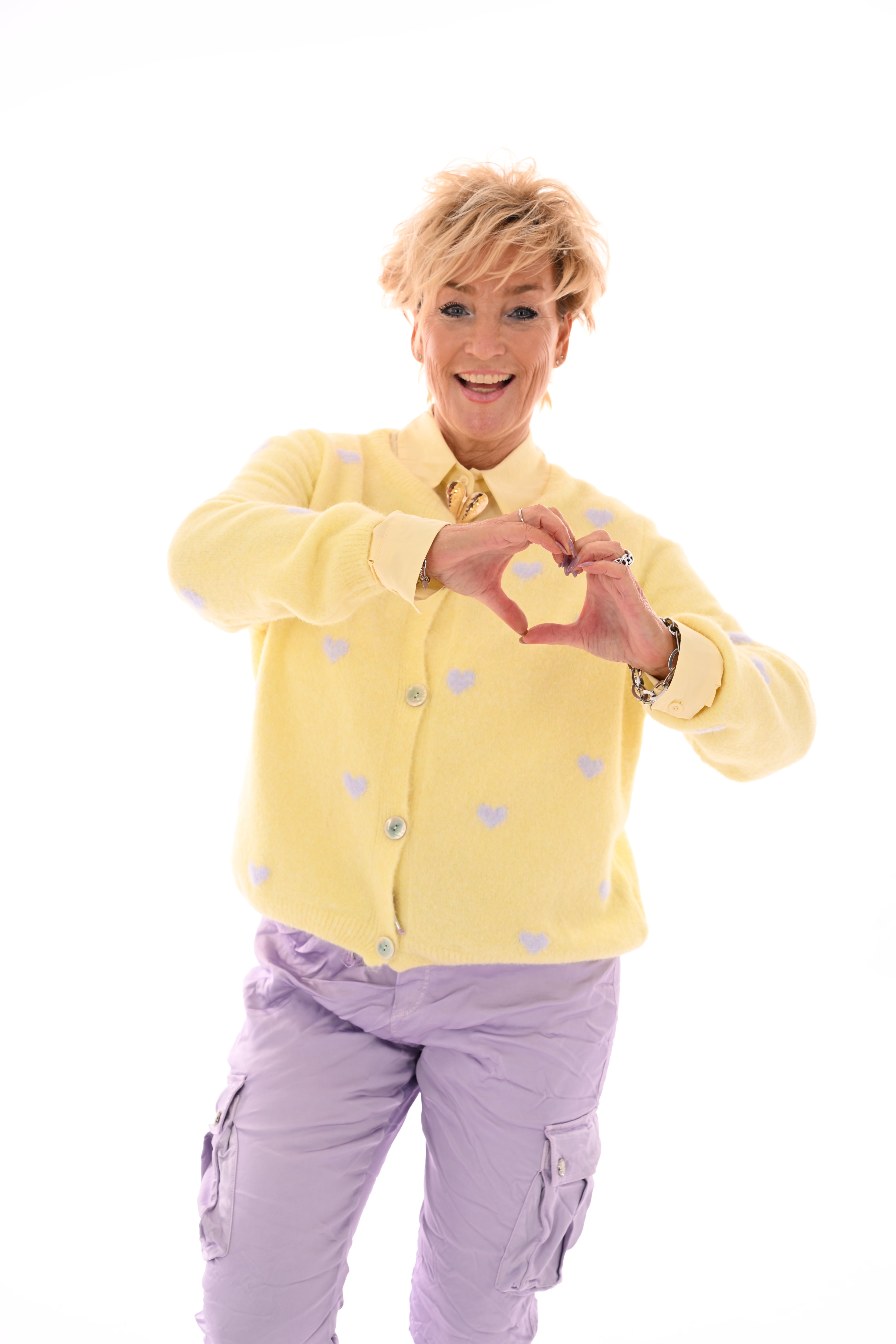 Vest met hartjes lichtgeel