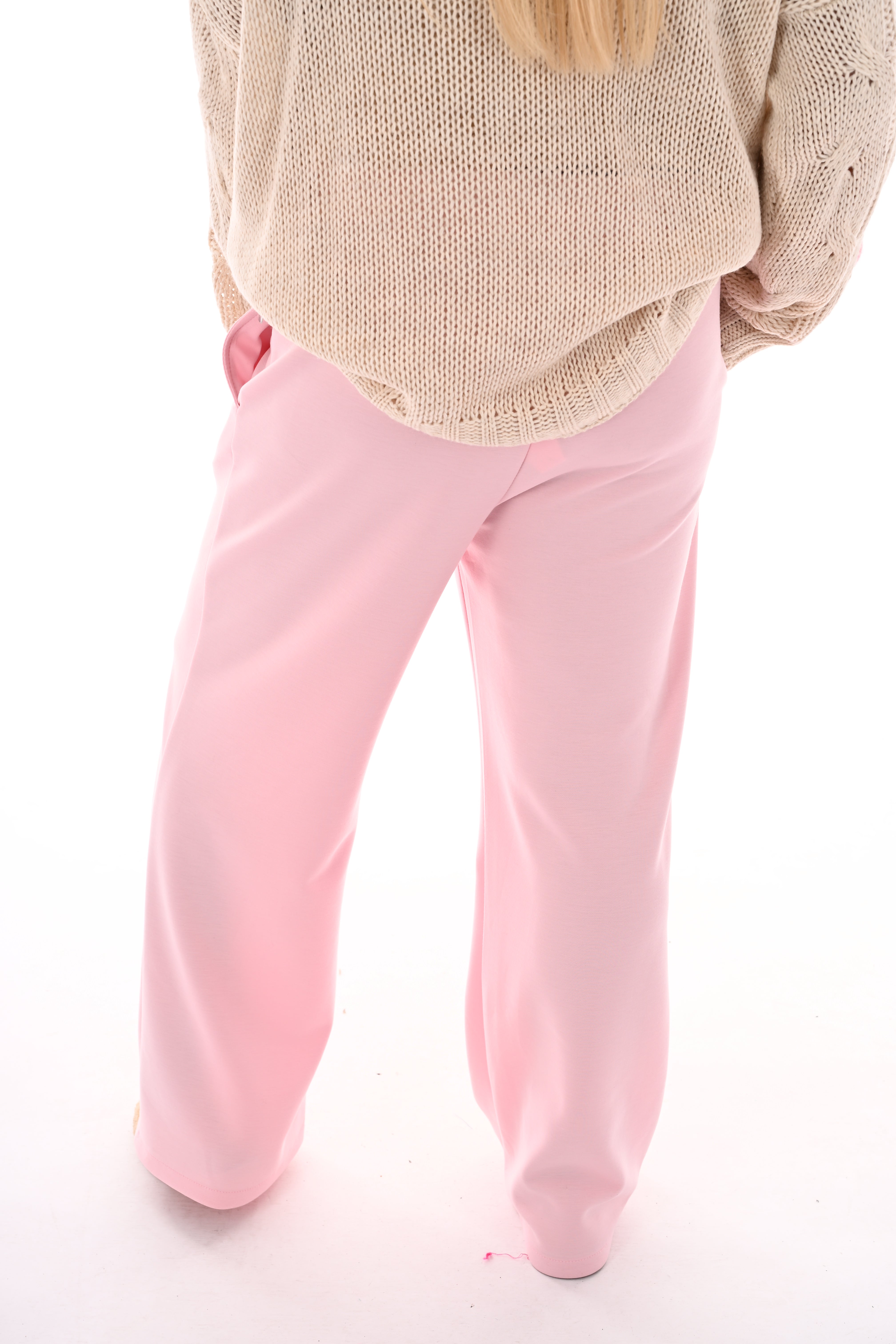 Wijde broek met naad lichtroze