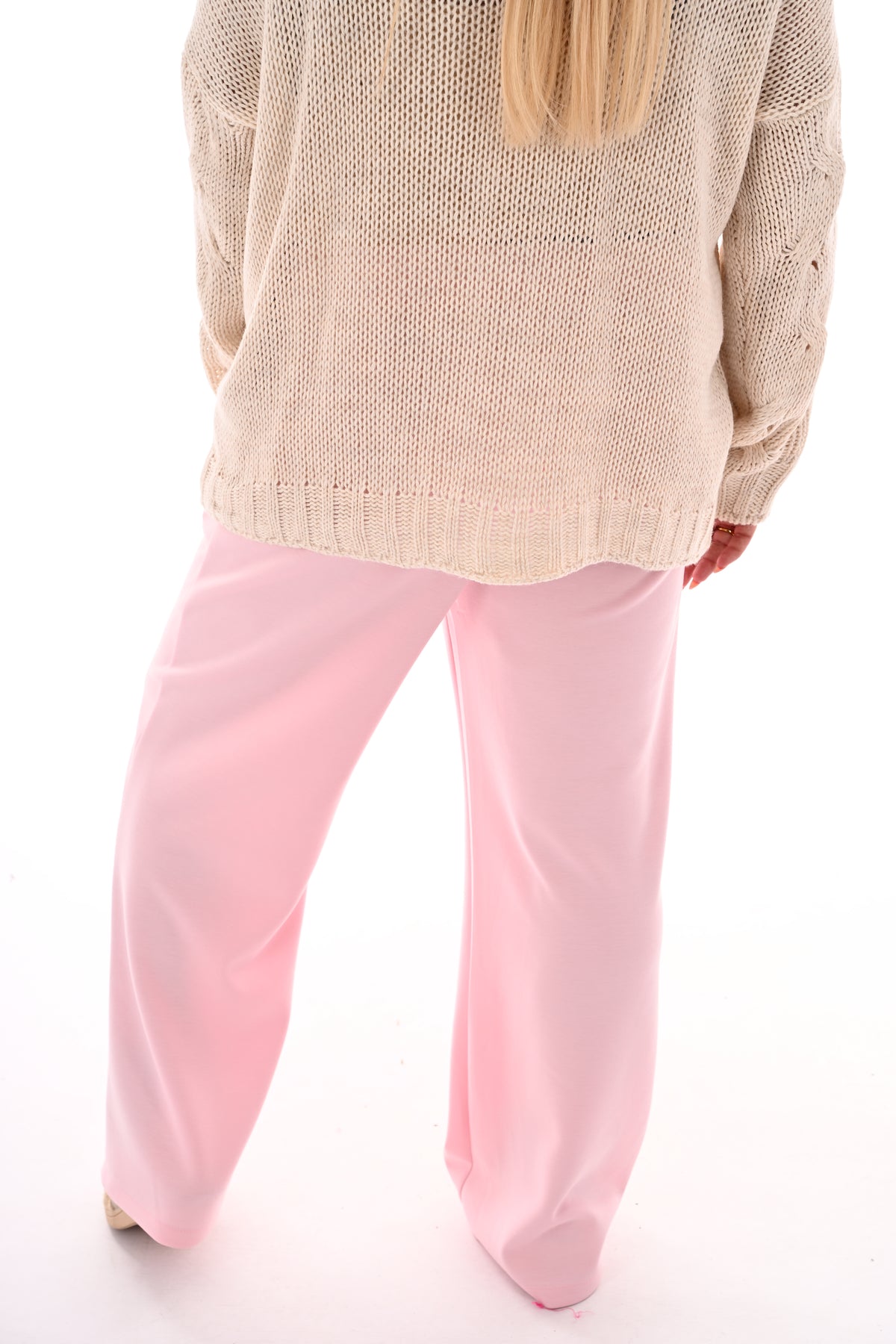 Wijde broek met naad lichtroze