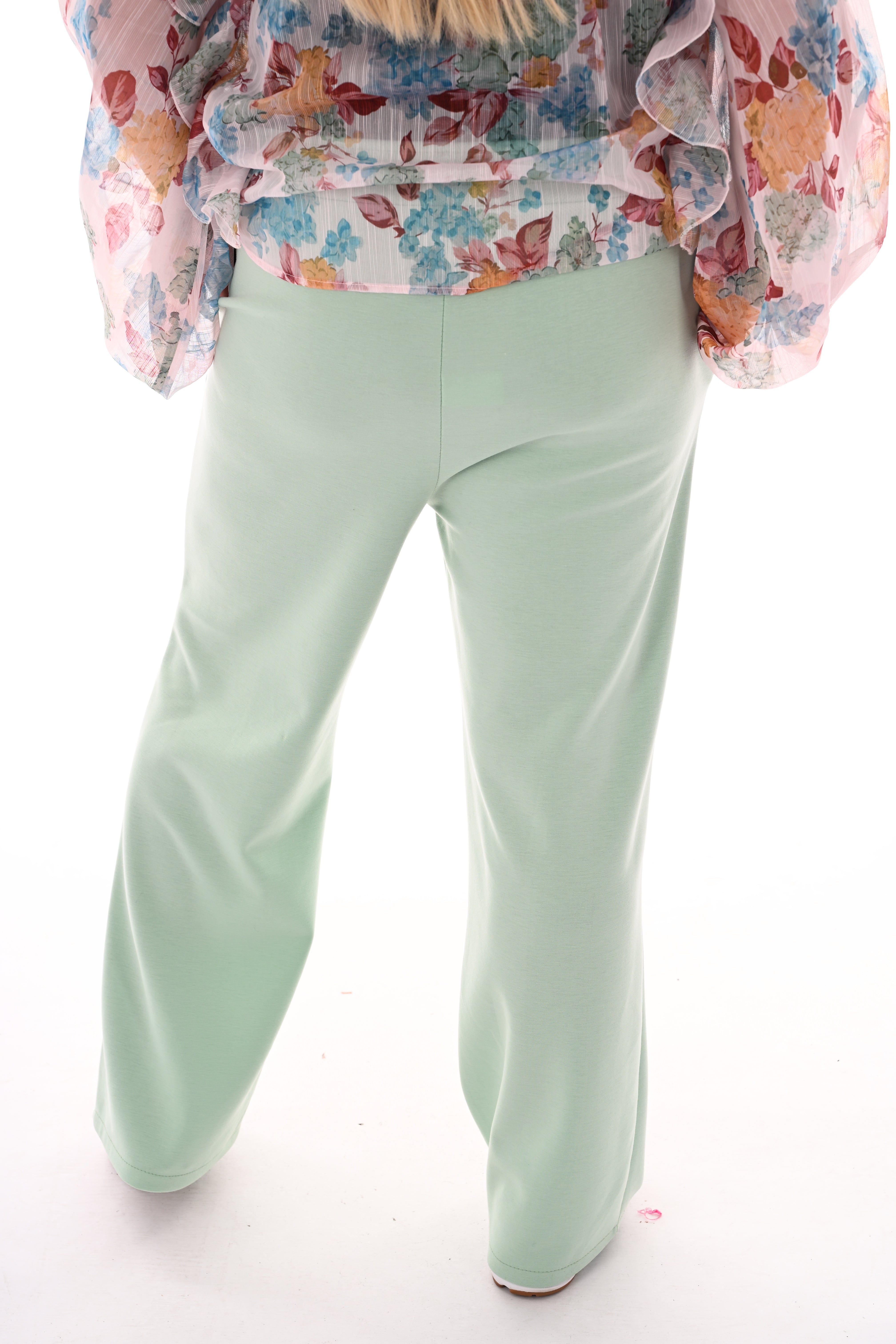 Wijde broek met naad lichtgroen