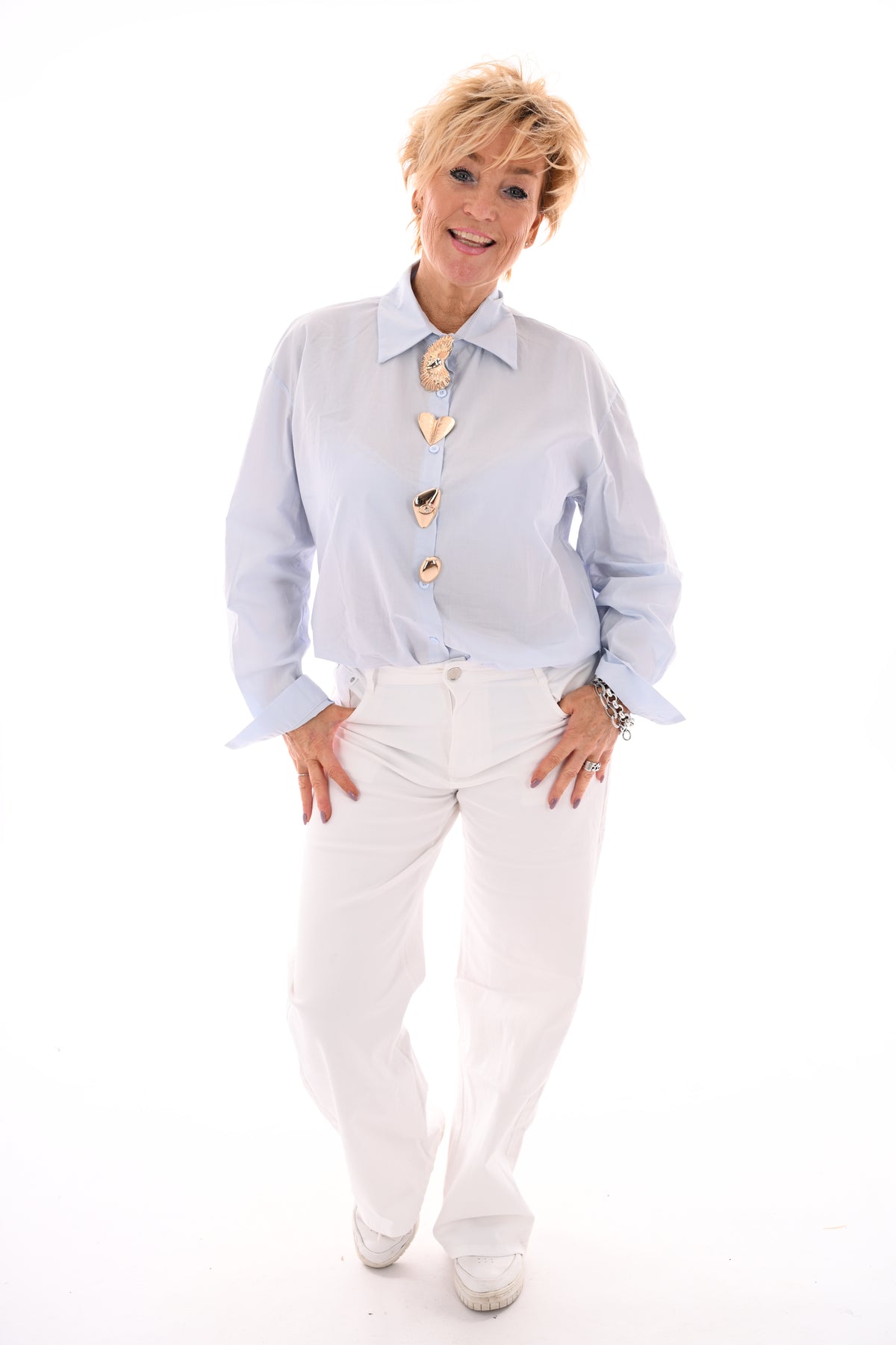 Blouse uni lichtblauw