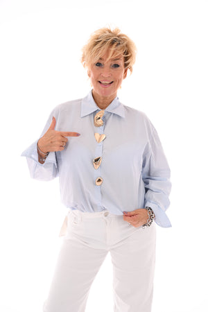 Blouse uni lichtblauw