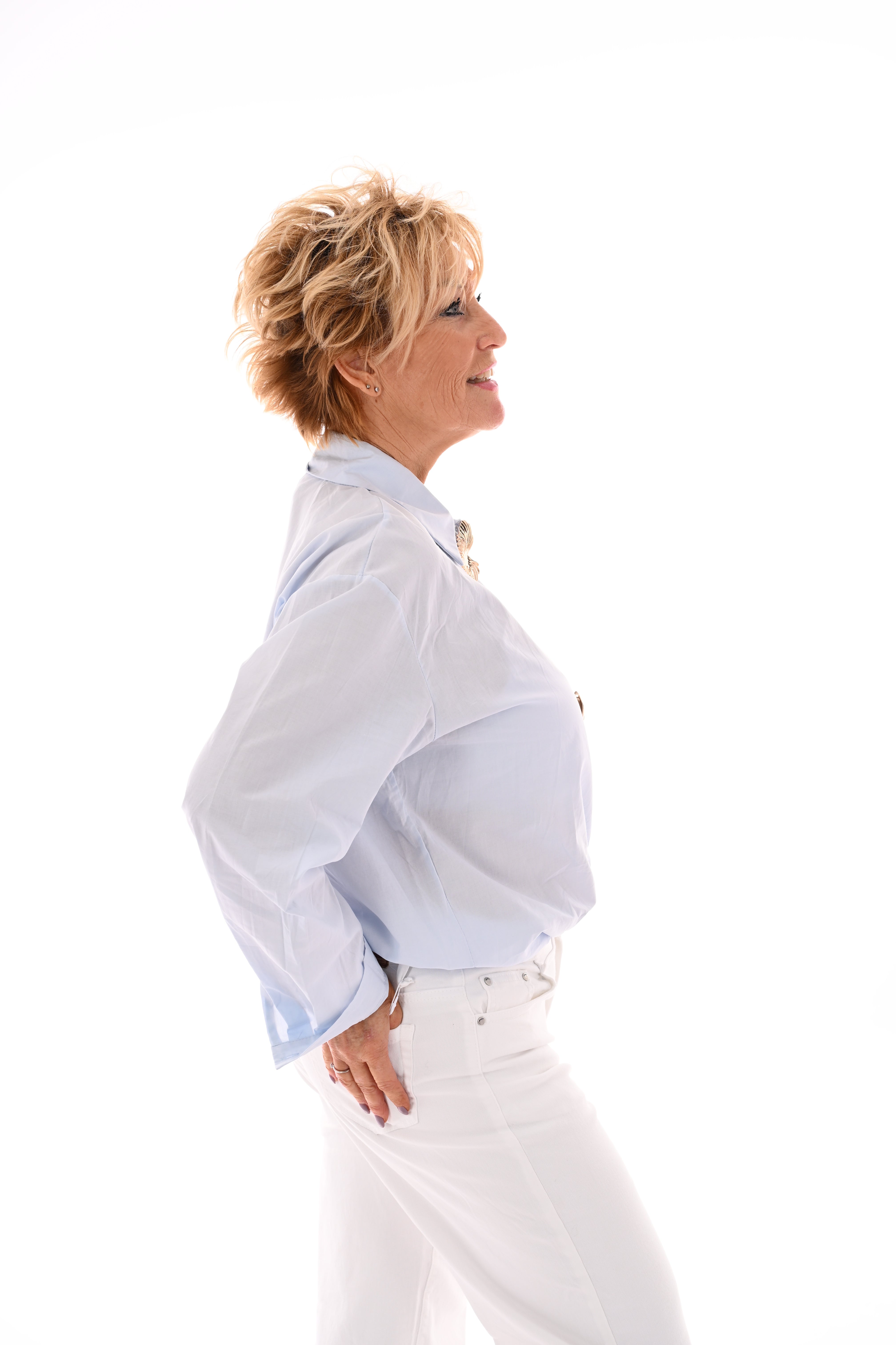 Blouse uni lichtblauw