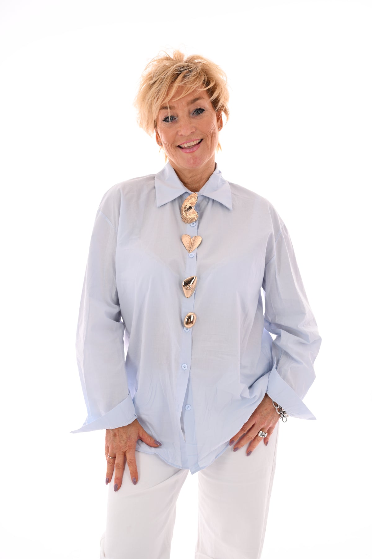 Blouse uni lichtblauw