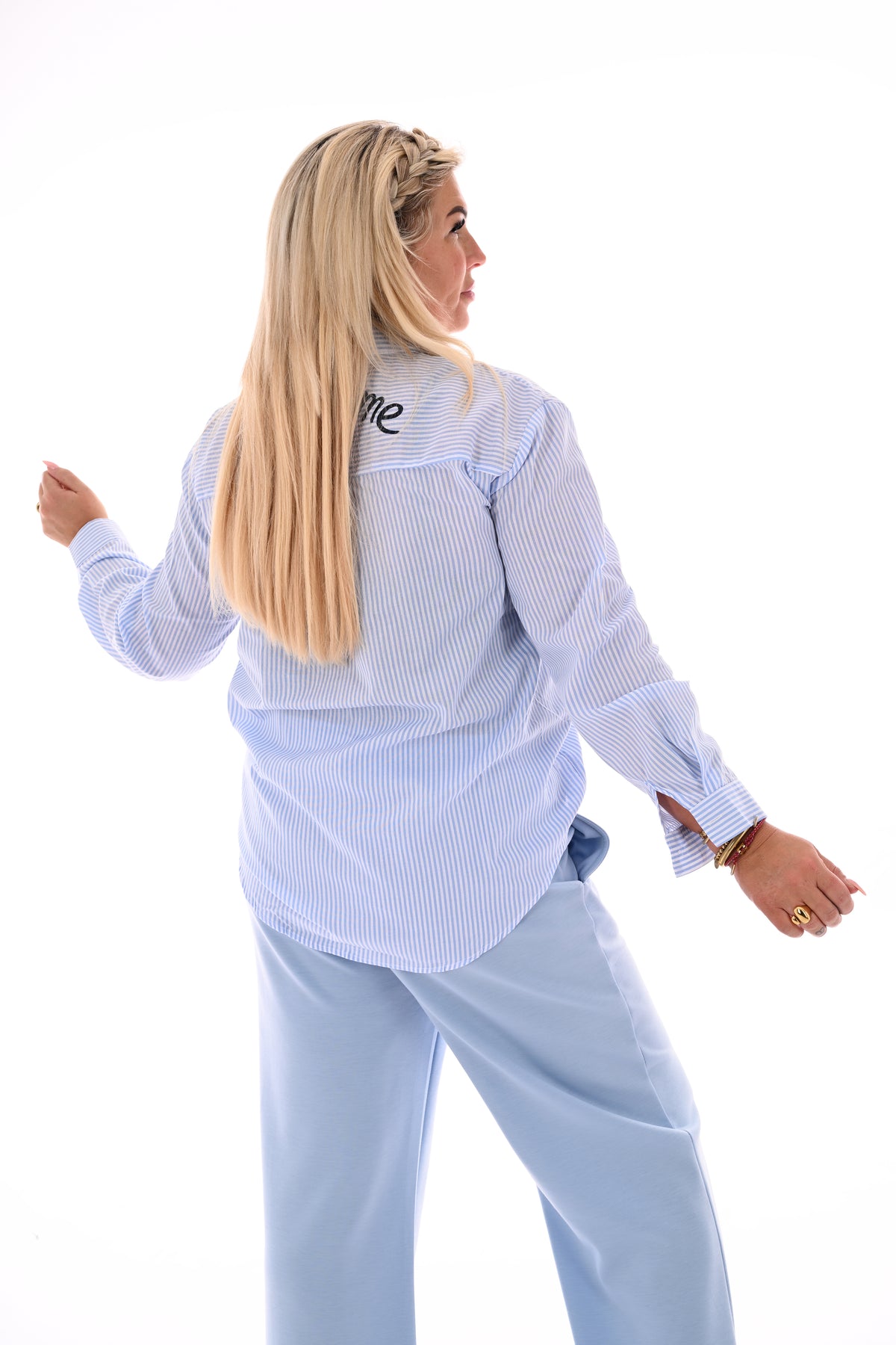 Blouse strepen Boheme lichtblauw