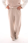 Wijde broek met naad beige