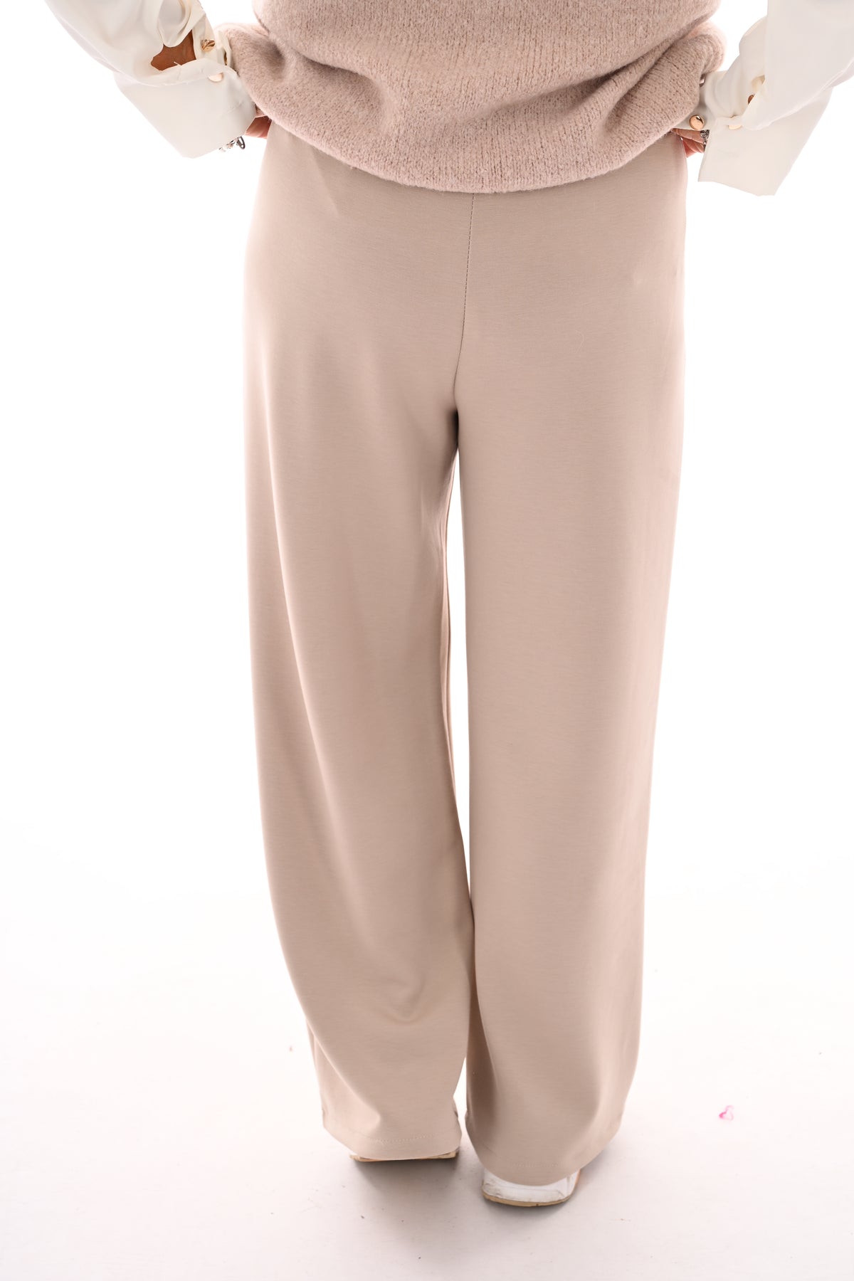 Wijde broek met naad beige