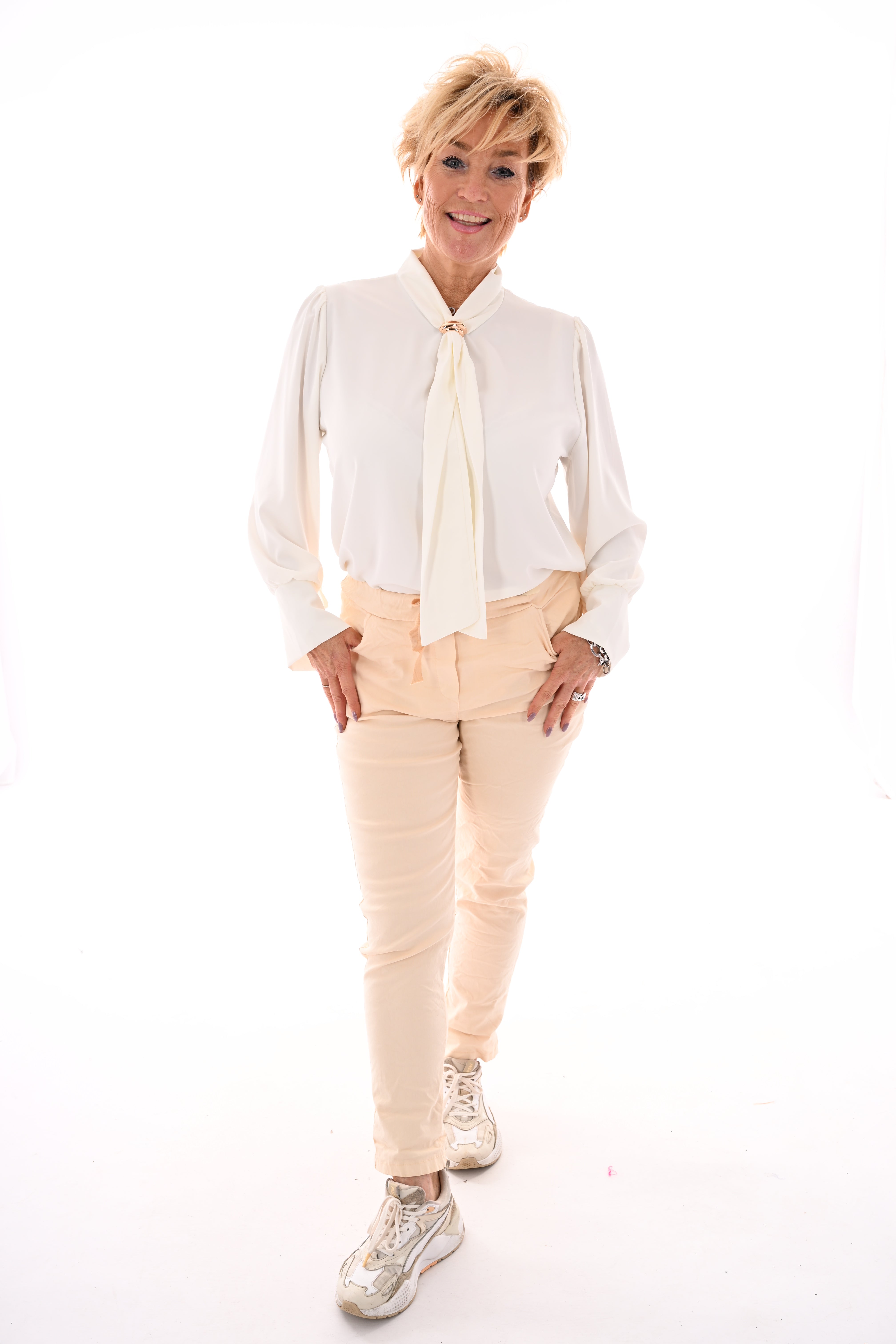 Stretchbroek uni creme