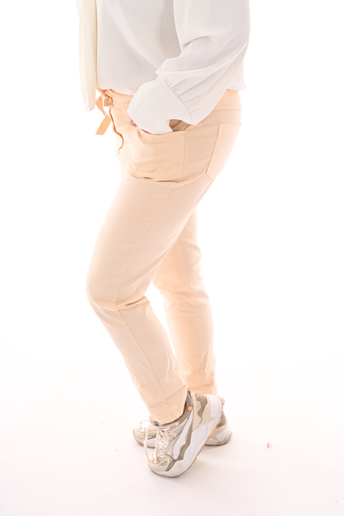 Stretchbroek uni creme