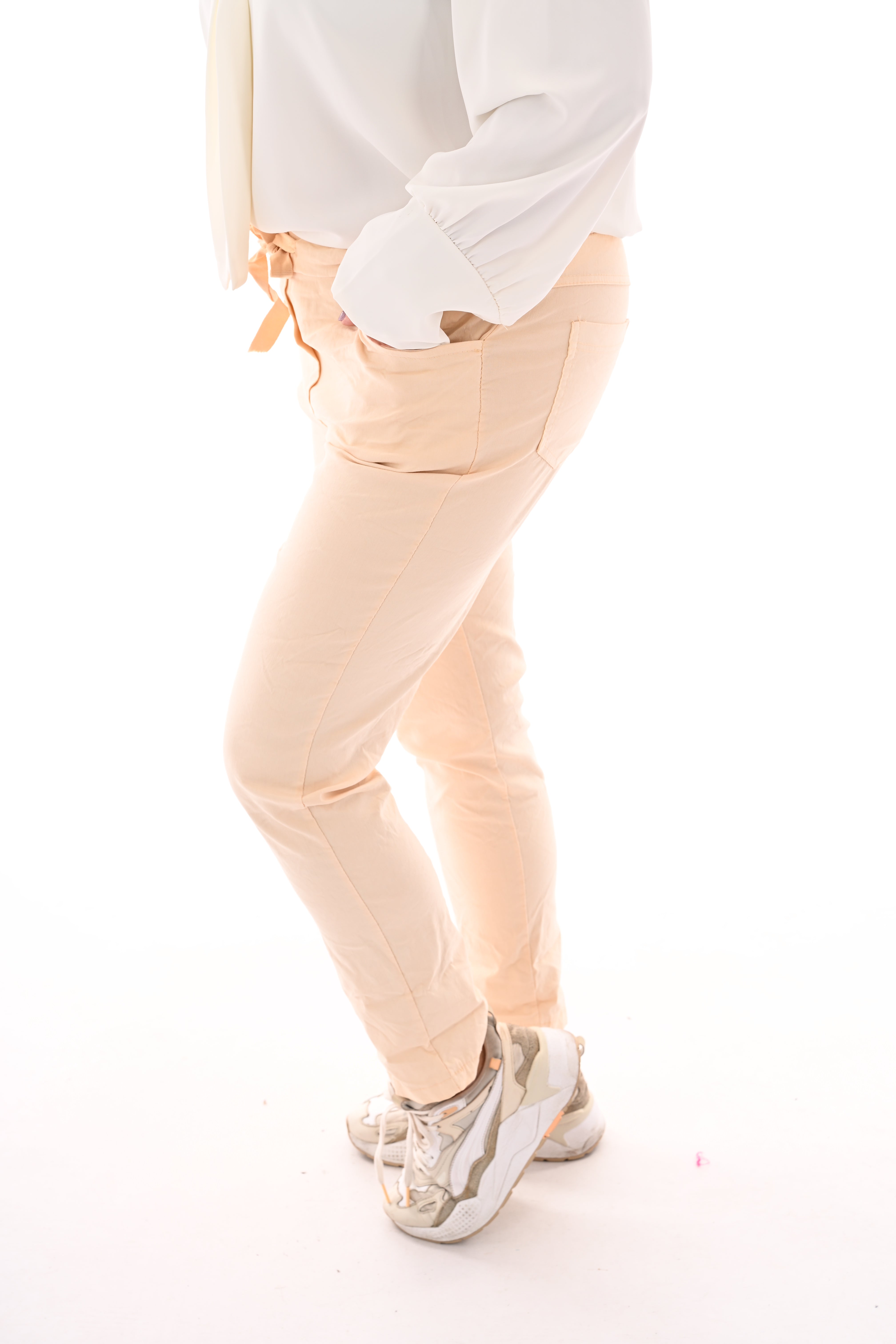 Stretchbroek uni creme